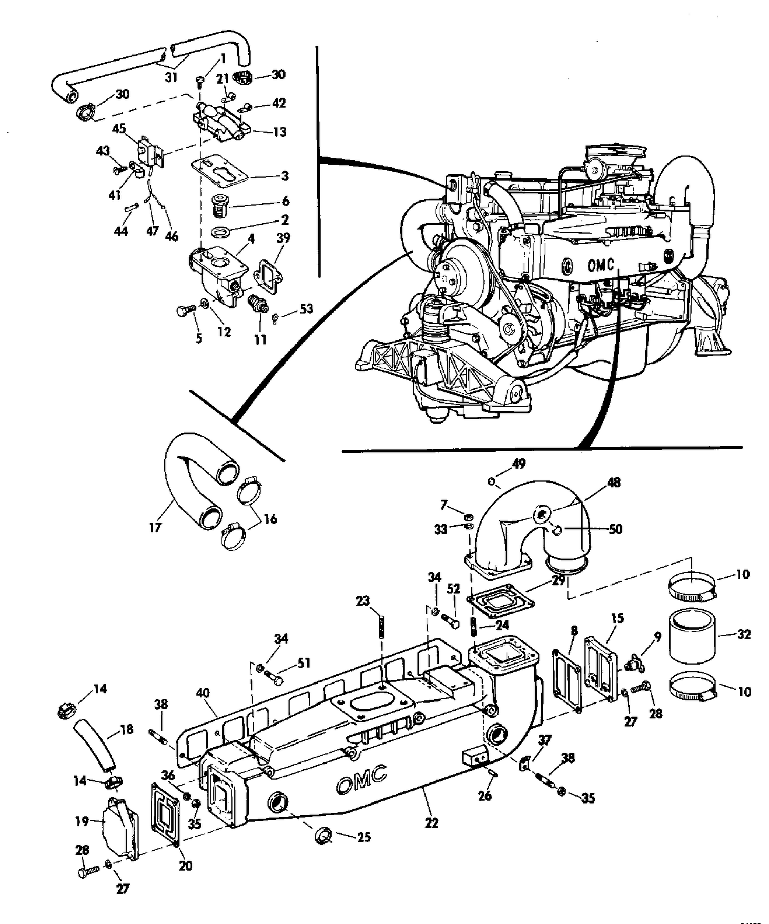 COOLING SYSTEM GROUP 140 HP STERN DRIVE