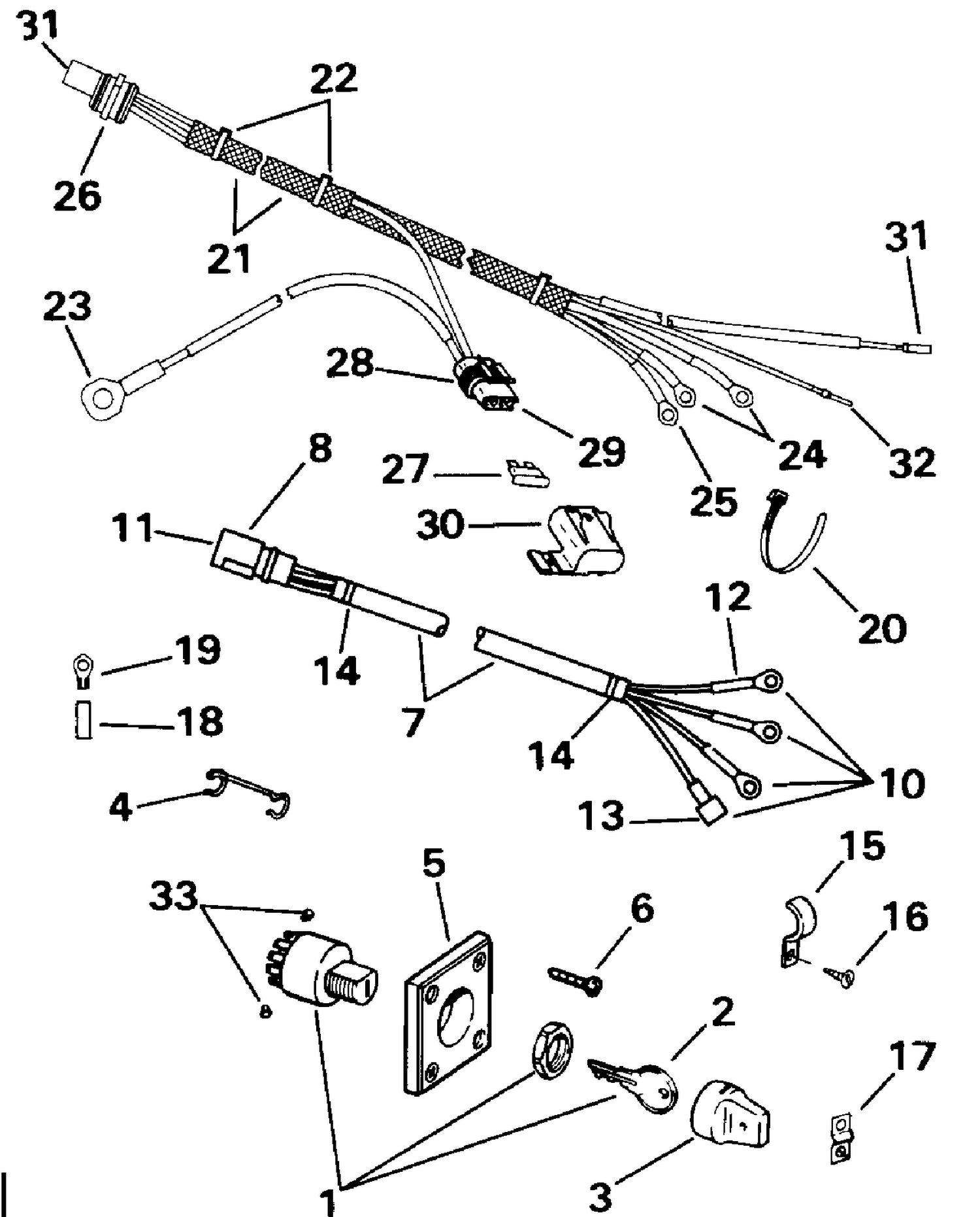 IGNITION SWITCH & CABLE - 40/50 MODELS