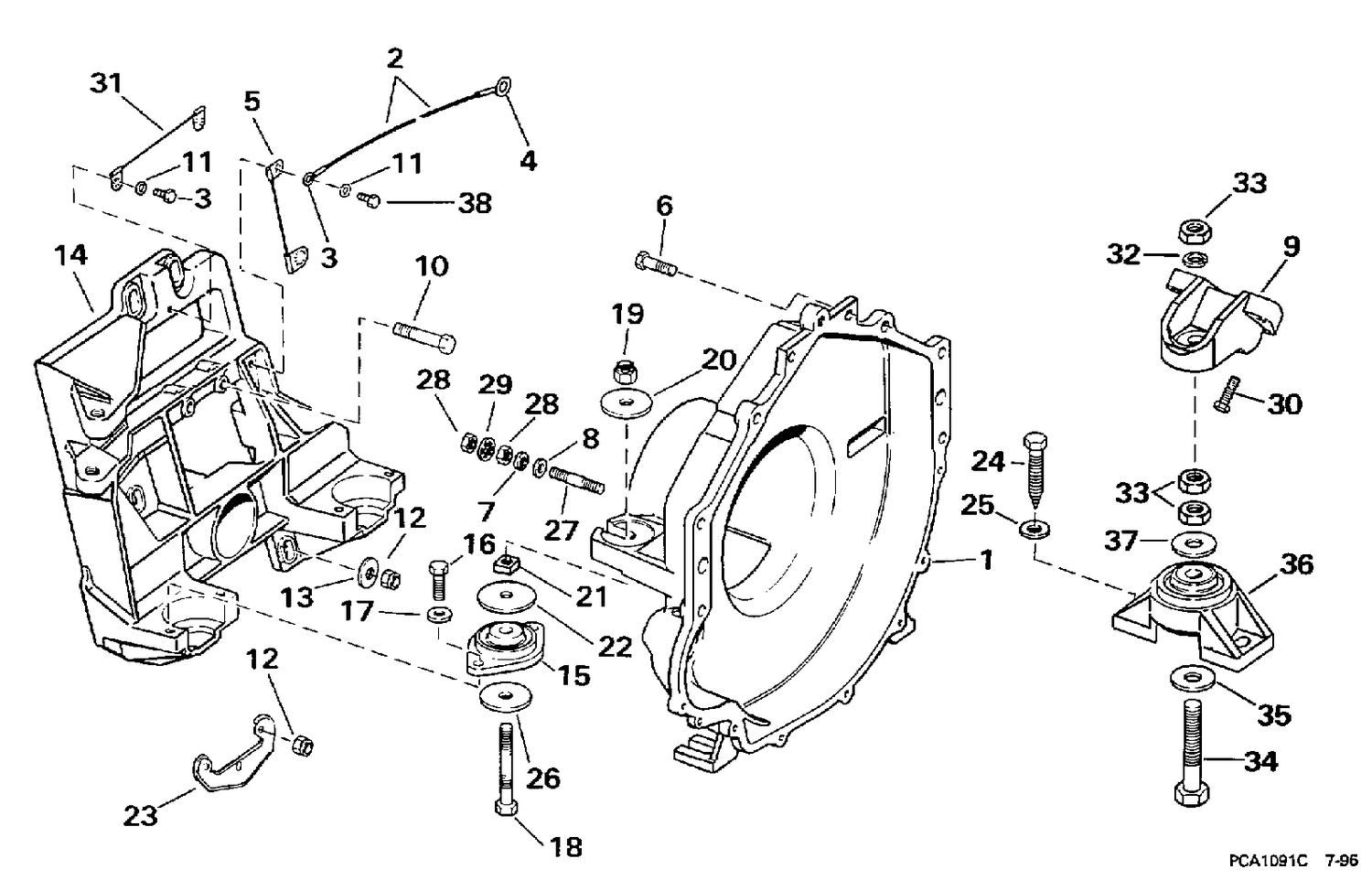 TRANSOM PLATE, FLYWHEEL HOUSING & MOUNTS
