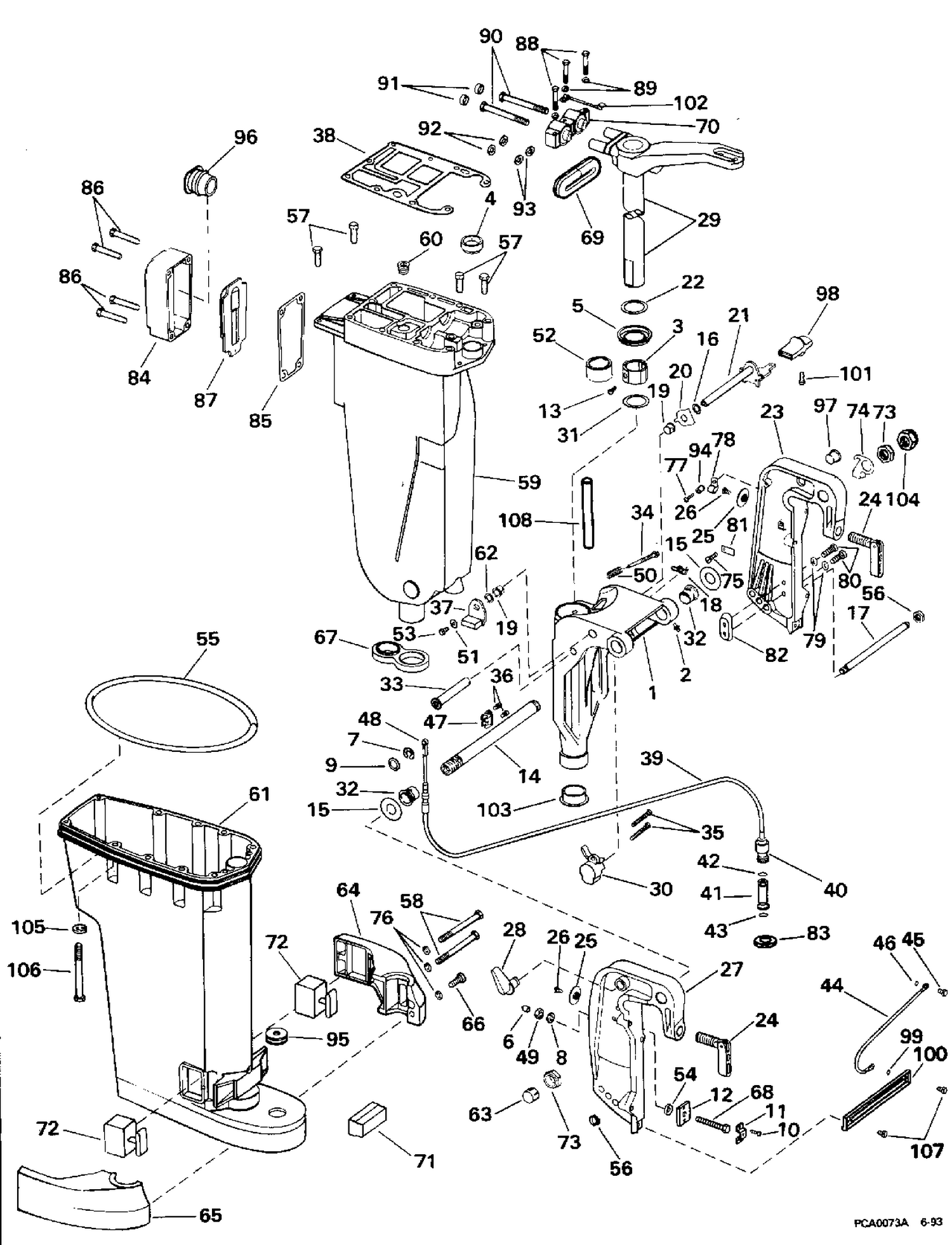 EXHAUST HOUSING & STERN & SWIVEL BRACKET