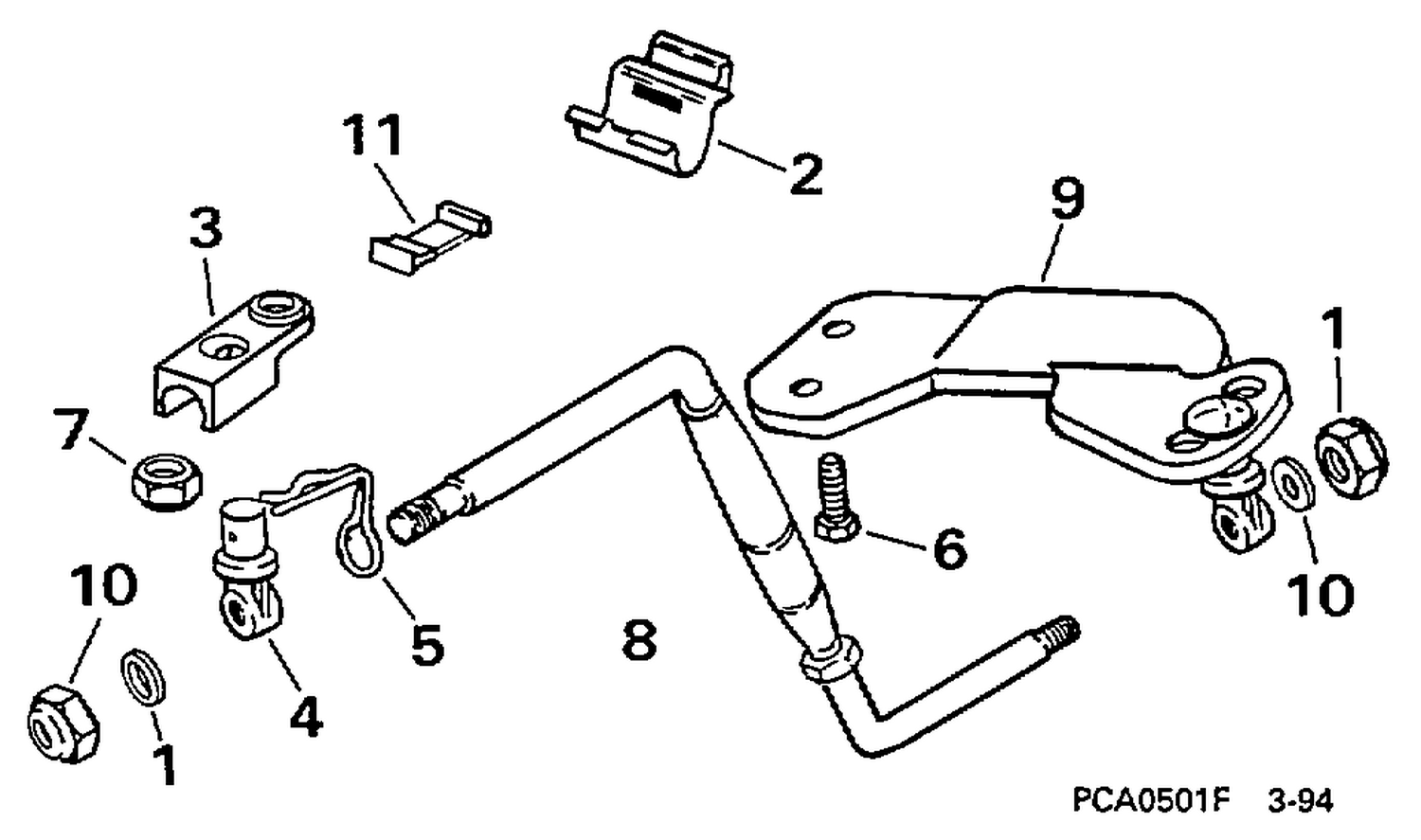 STEERING BAR KIT, AUXILIARY MOTOR - 5, 6, 8