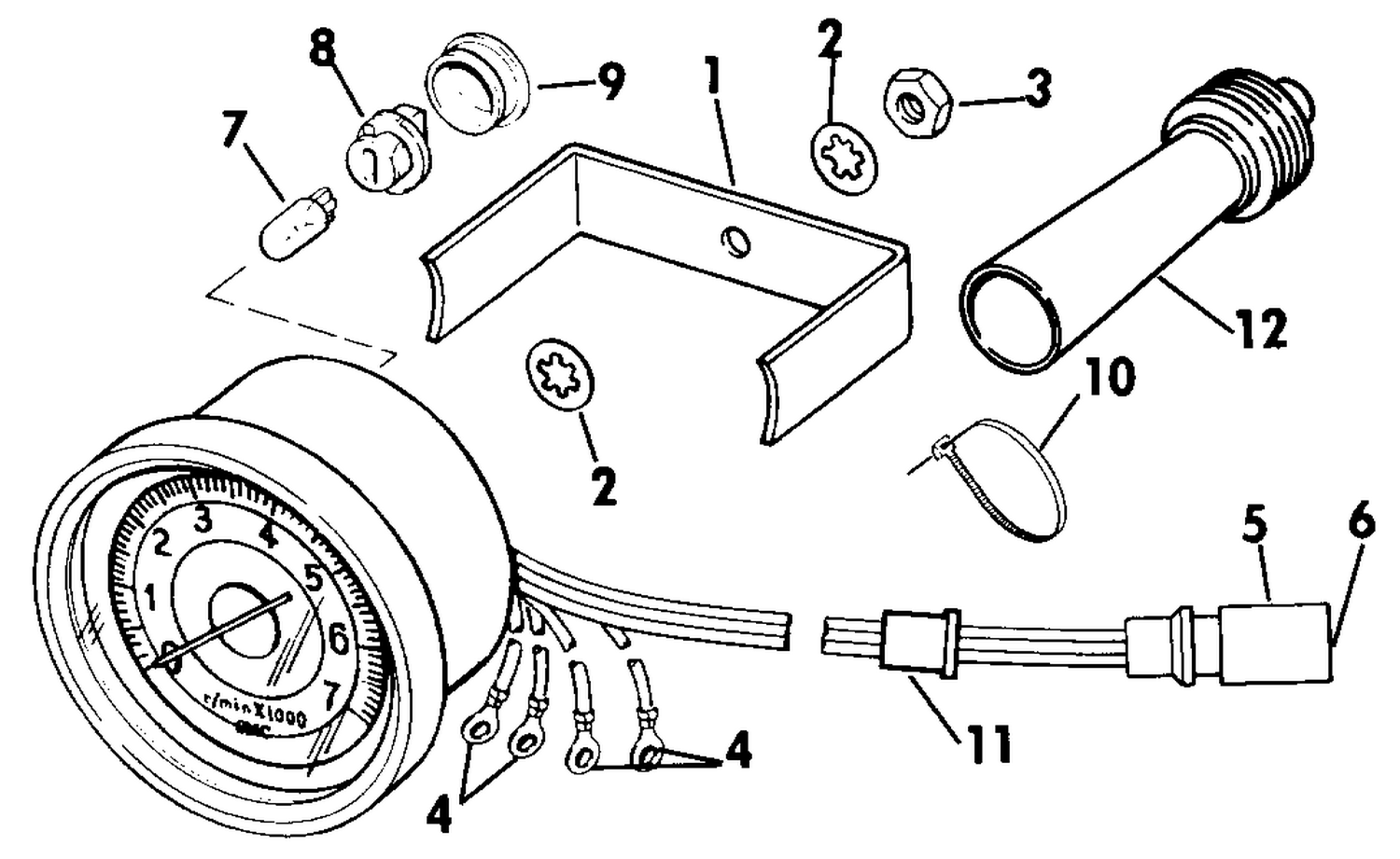 TACHOMETER KIT - FLUSH MOUNT - PLUG-IN