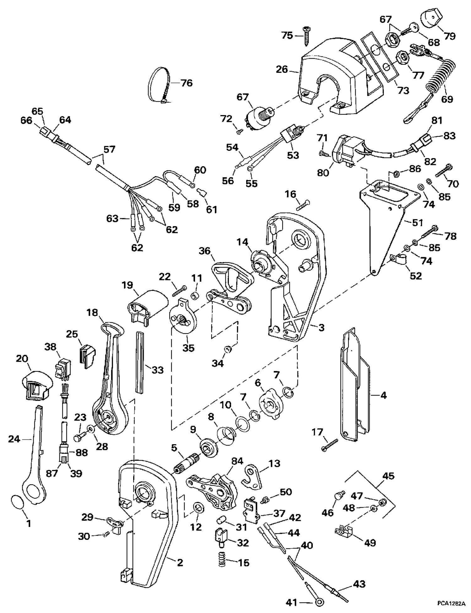 REMOTE CONTROL ASSY - BINNACLE - SINGLE LEVER - KEY SWITCH