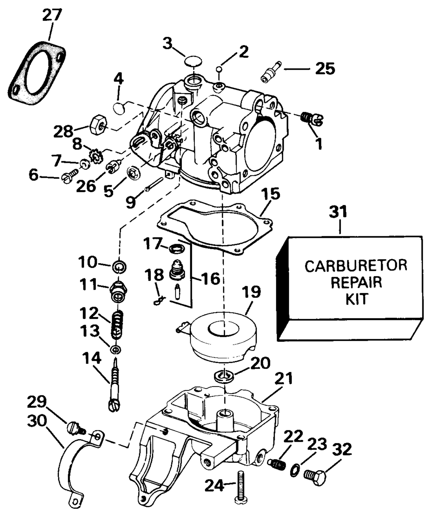 CARBURETOR 20SE, 20SEL, 25E, 25EL