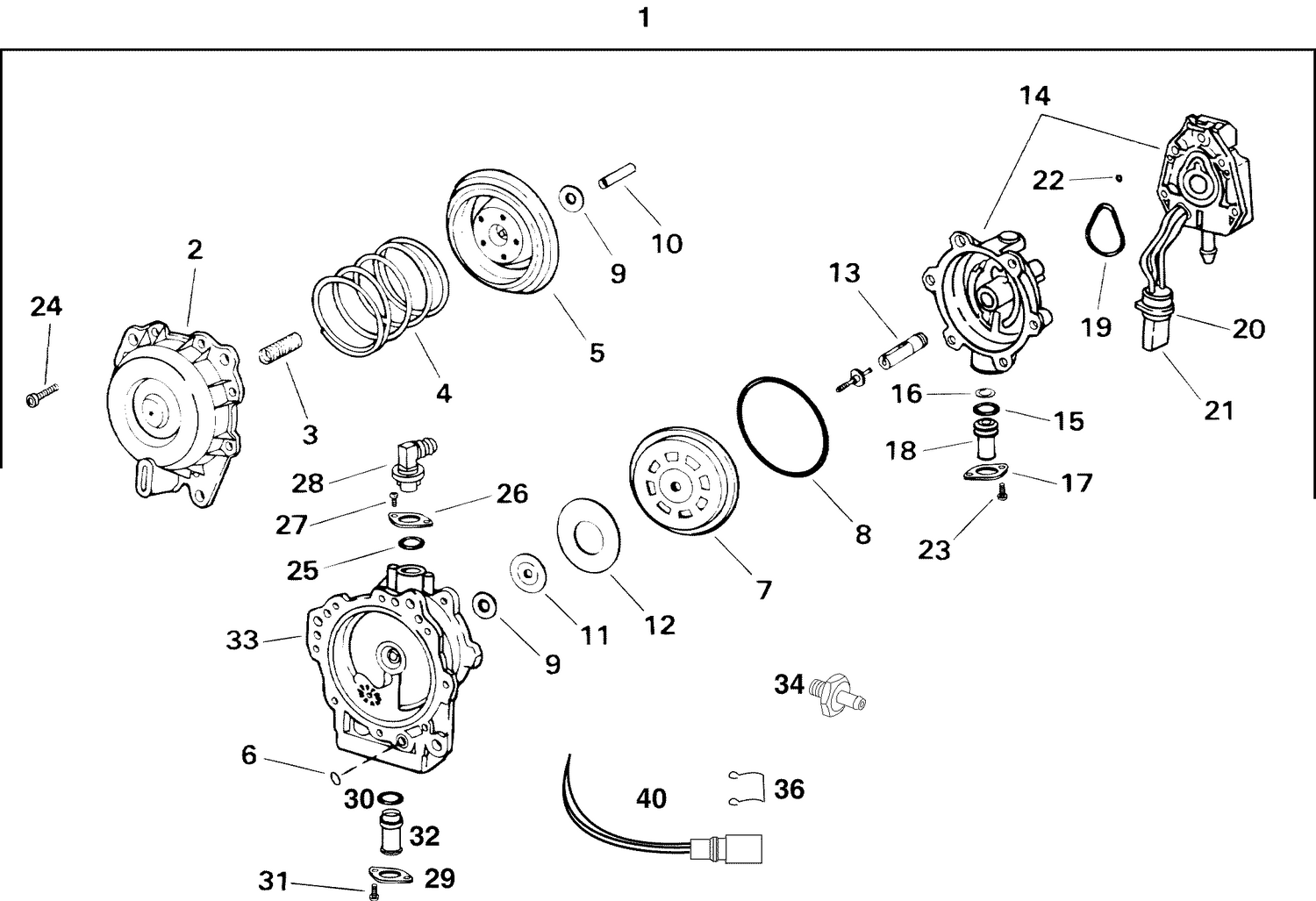 REPLACEMENT FUEL/OIL PUMP (All 4 Wire, 40/50HP Carbureted 2 Cyl. & 60TTL 3Cyl.)
