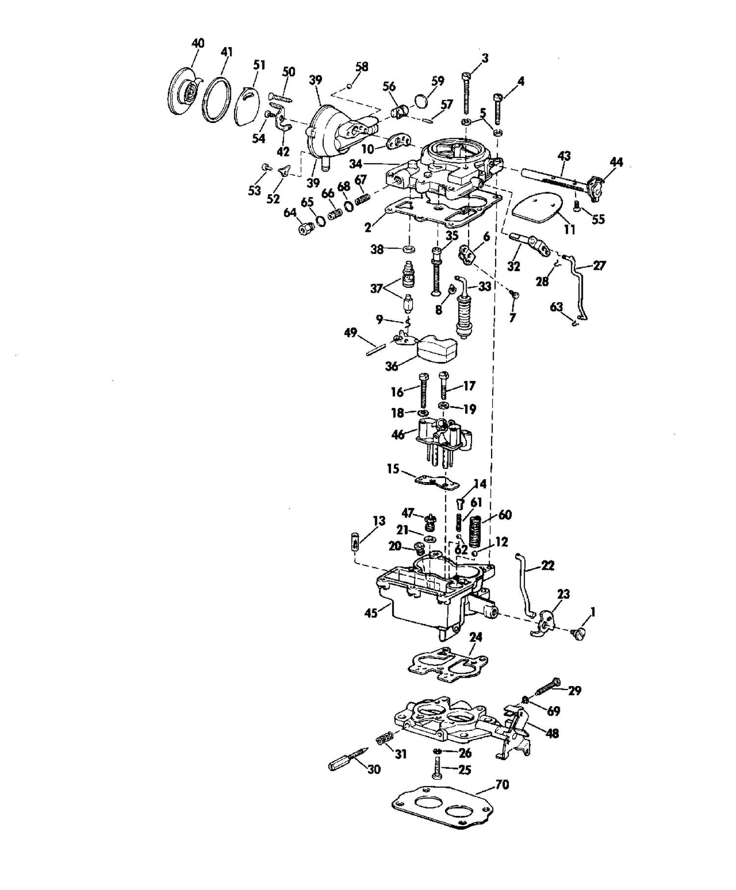 CARBURETOR GROUP 120,140 & 165 HP STERN DRIVE