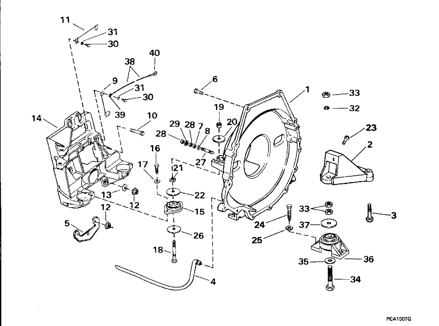 TRANSOM PLATE, FLYWHEEL HOUSING & MOUNTS