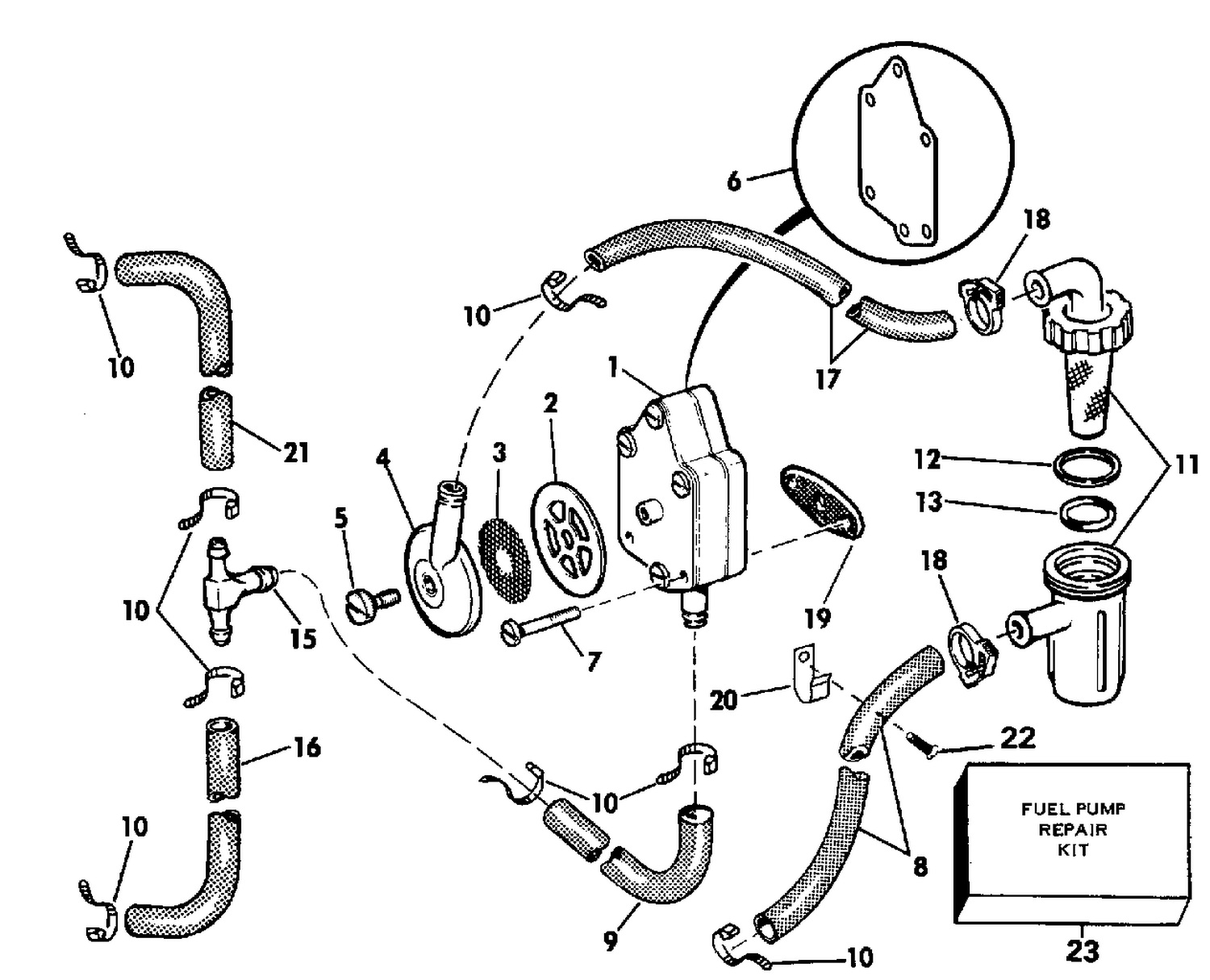 FUEL PUMP AND FILTER - ROPE START