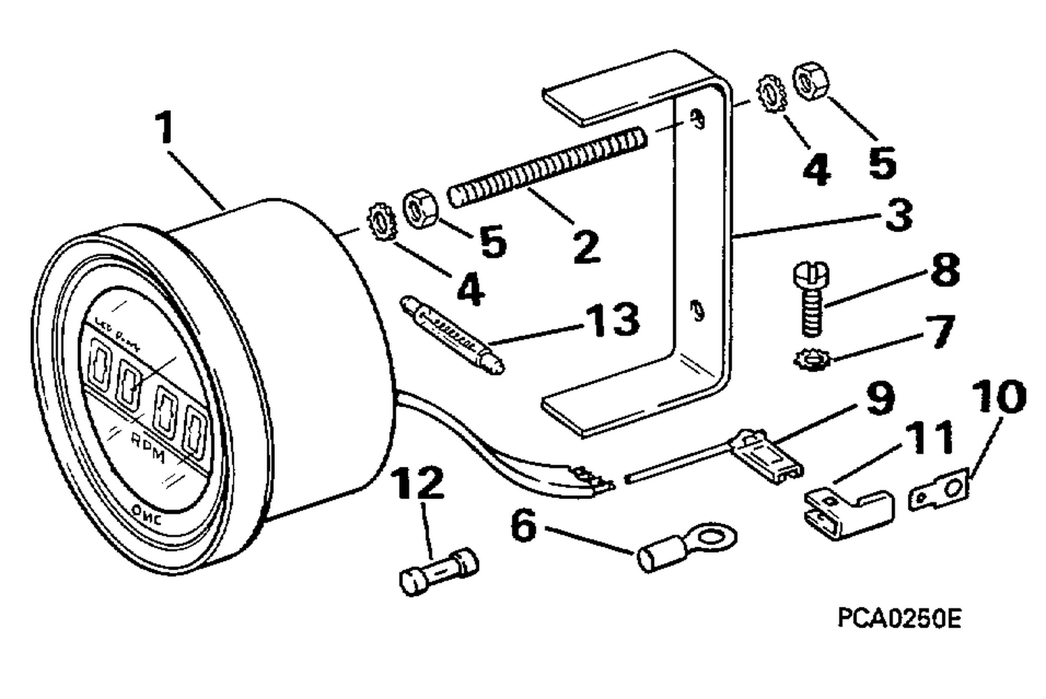 QUARTACH TACHOMETER - FLUSH MOUNT - DIGITAL - NON-PLUG IN