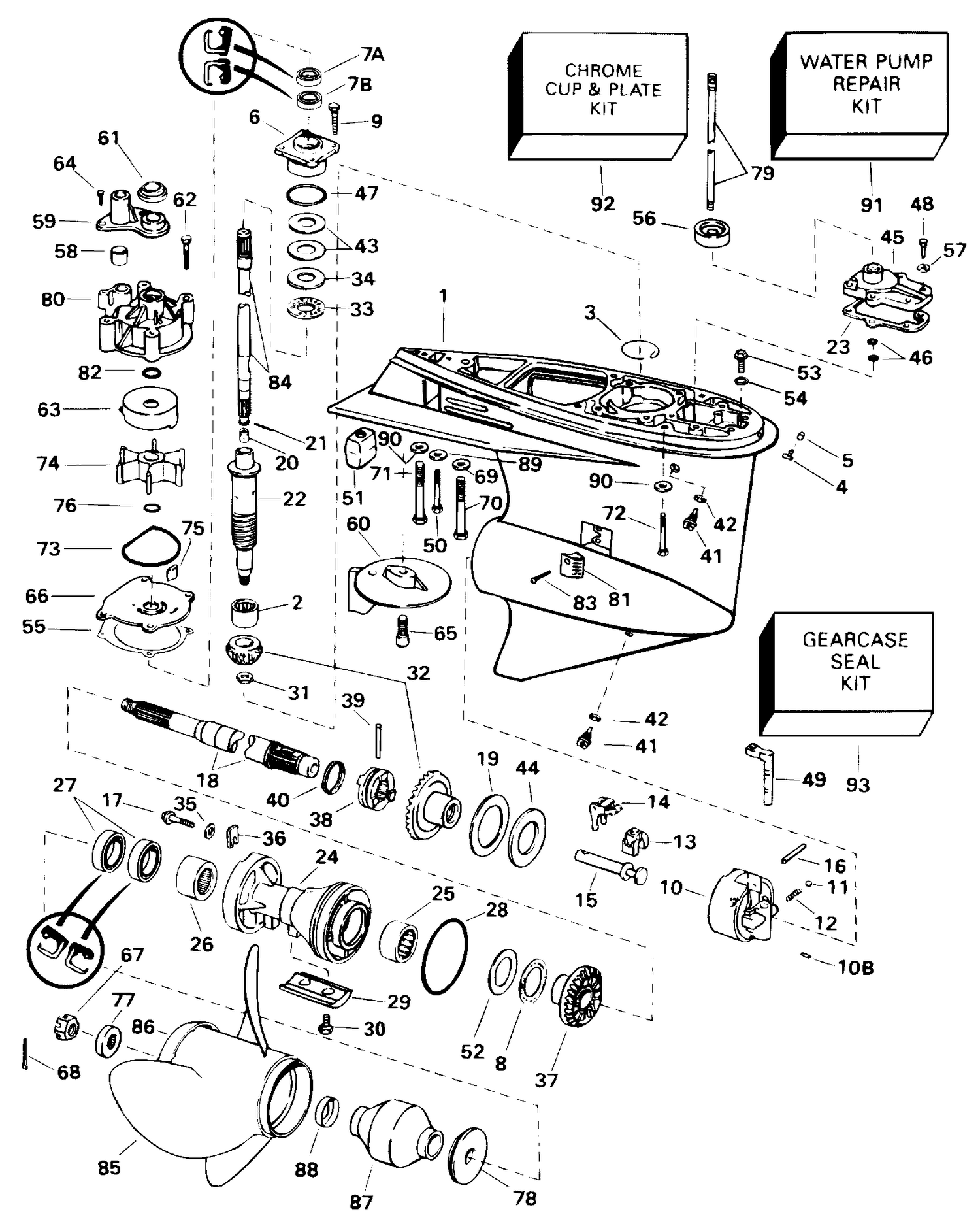 GEARCASE - 90 AND 115 PL, SPL, AND VL MODELS