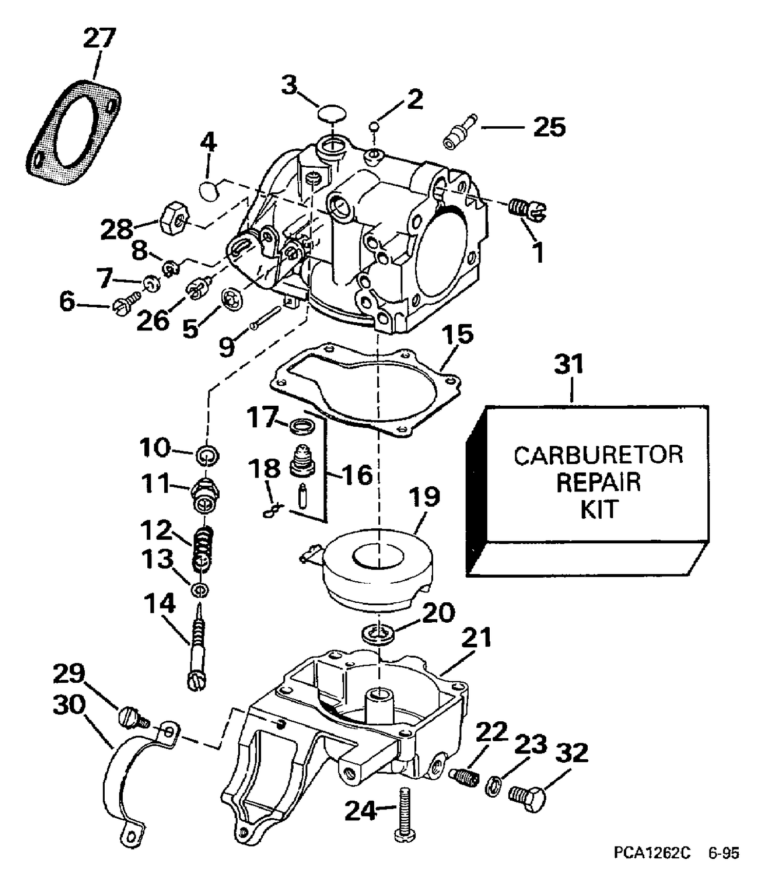 CARBURETOR 20SE, 20SEL, 25E, 25EL