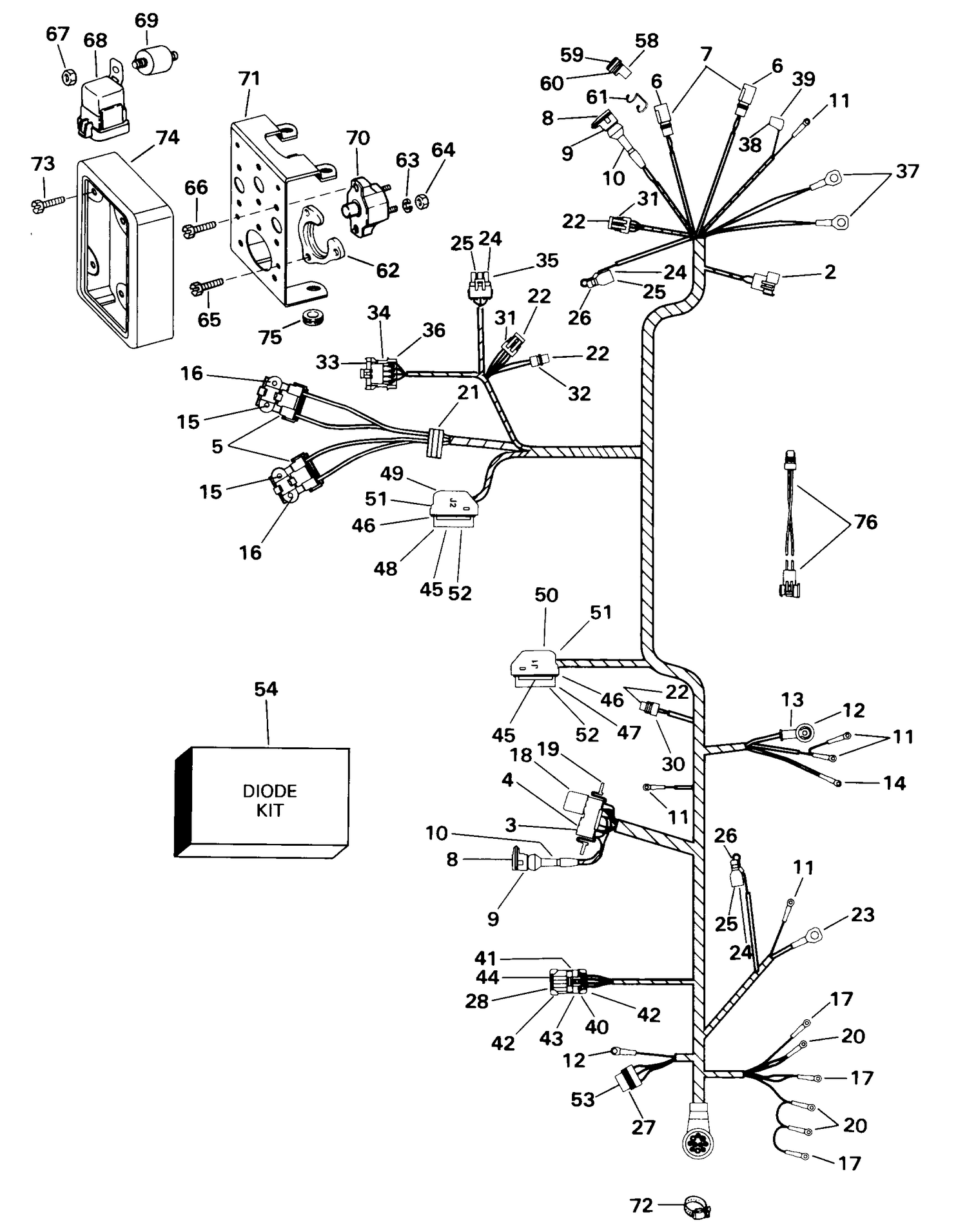 ENGINE WIRE HARNESS & BRACKET -- TBI MODELS