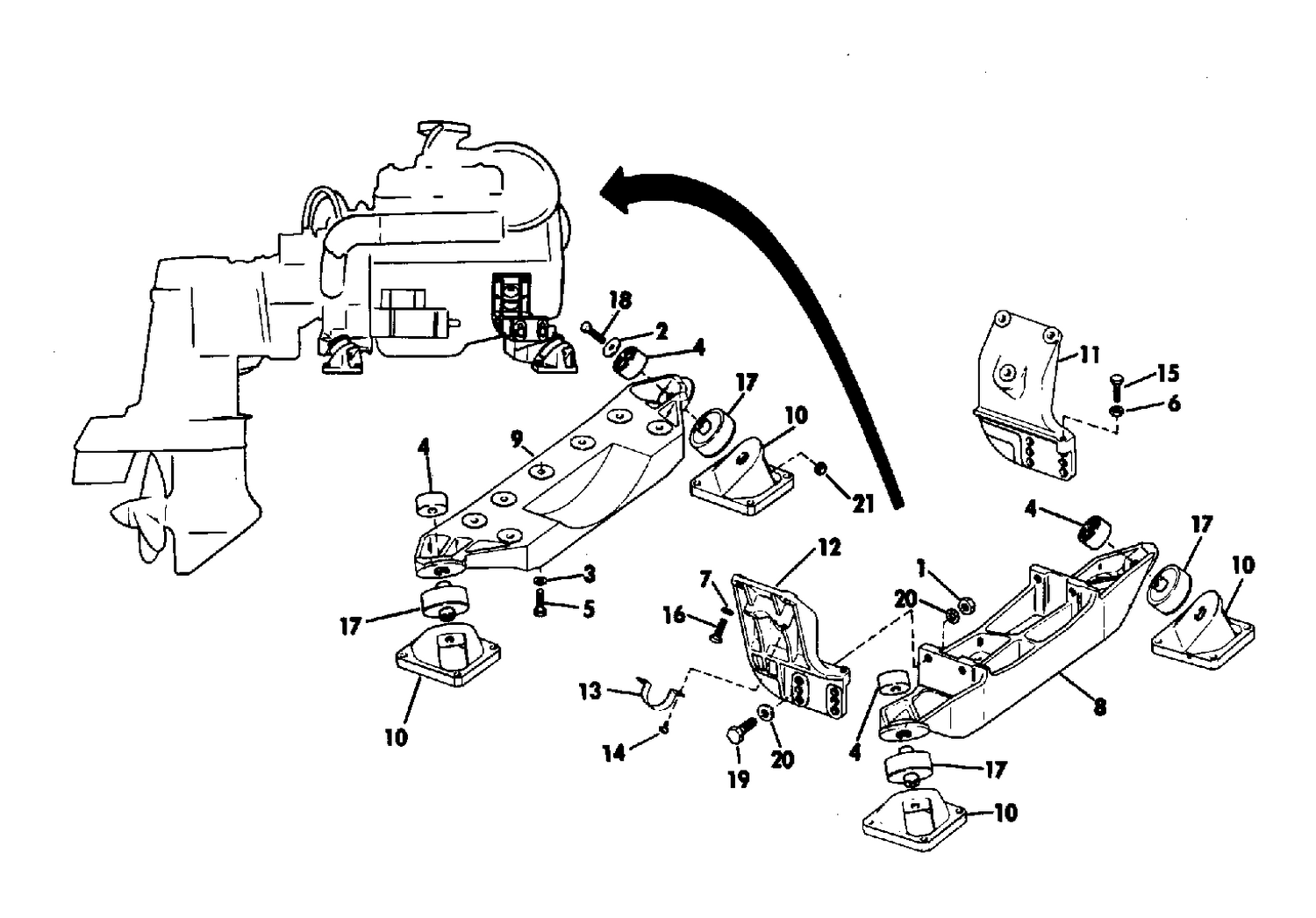 ENGINE MOUNT GROUP 225 & 245 HP STERN DRIVE