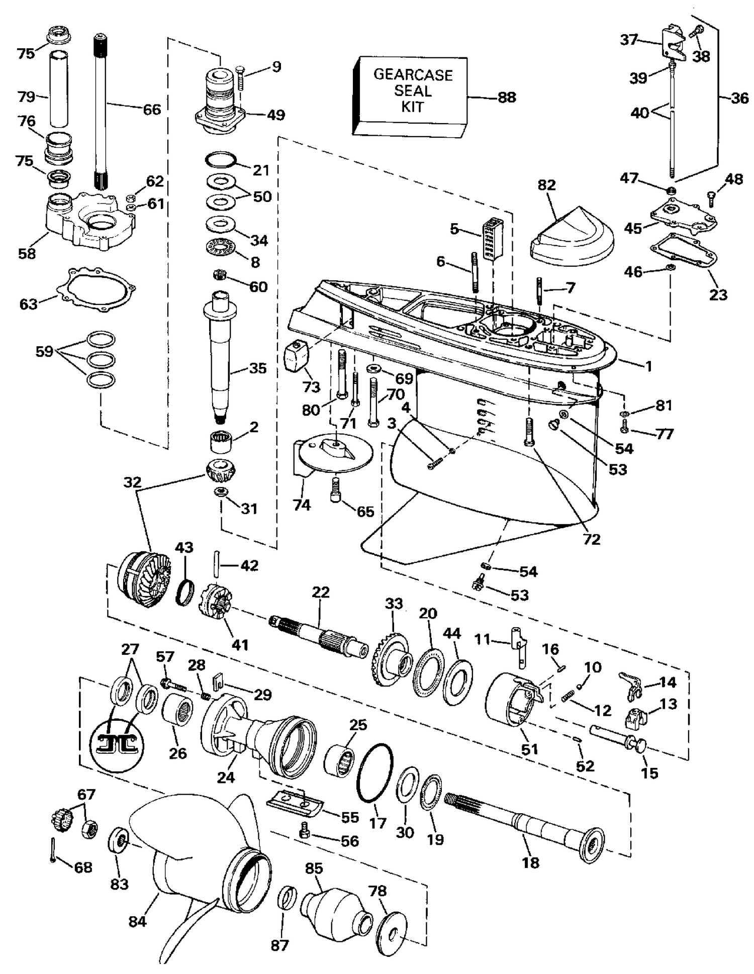 LOWER GEARCASE-COUNTER (L.H.) ROTATION