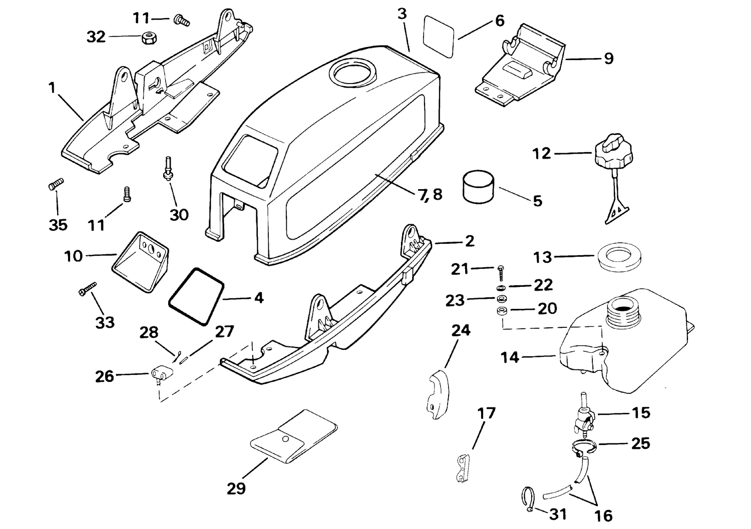 MOTOR COVER - JOHNSON/EVINRUDE & INTERGRAL FUEL TANK