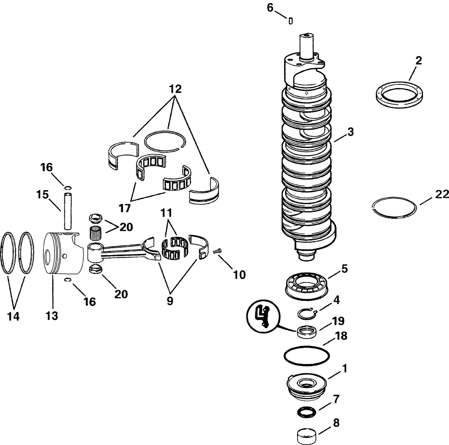 CRANKSHAFT & PISTONS