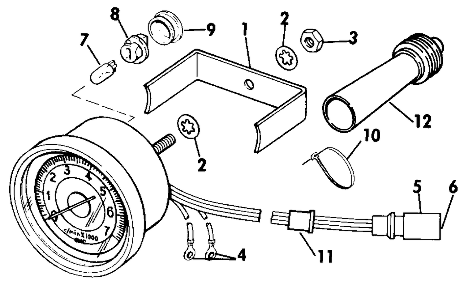 TACHOMETER KIT - FLUSH MOUNT - PLUG-IN