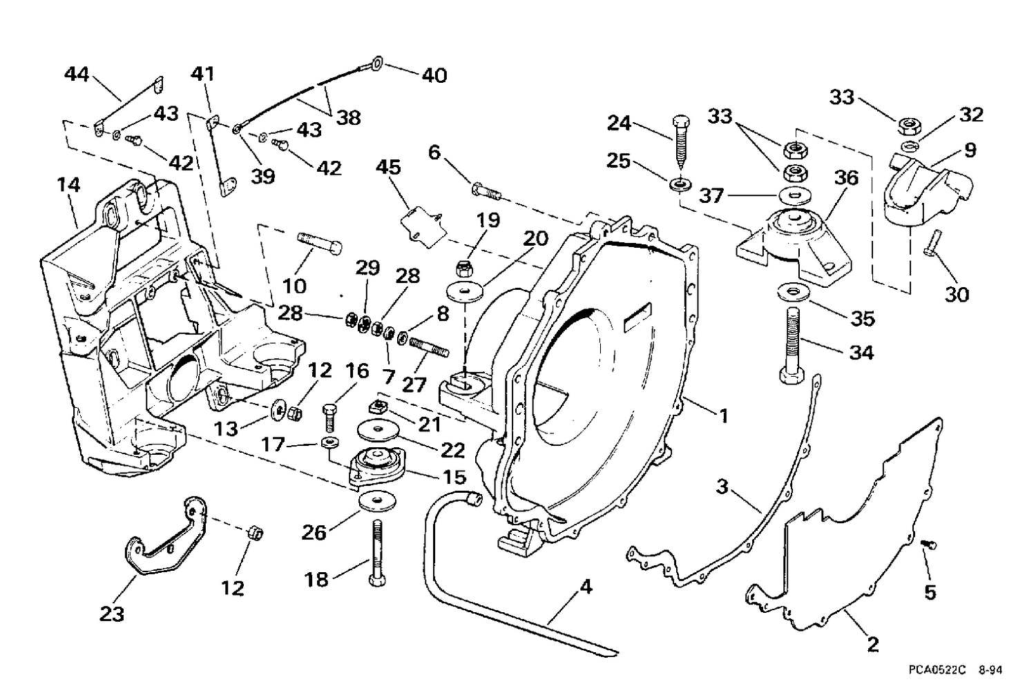 TRANSOM PLATE, FLYWHEEL HOUSING & MOUNTS