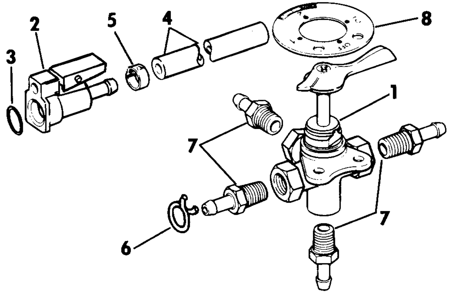FOUR-WAY VALVE KIT - 1/4" I.D. FUEL HOSE