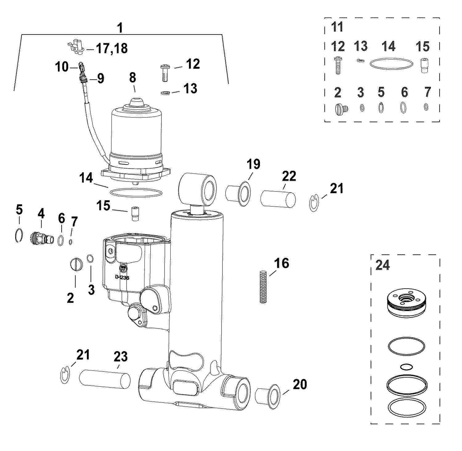 08-1_TRIM & TILT HYDRAULIC ASSEMBLY All 60H, 60J, 65, 75, 90 HP & 20 inch V4  Models