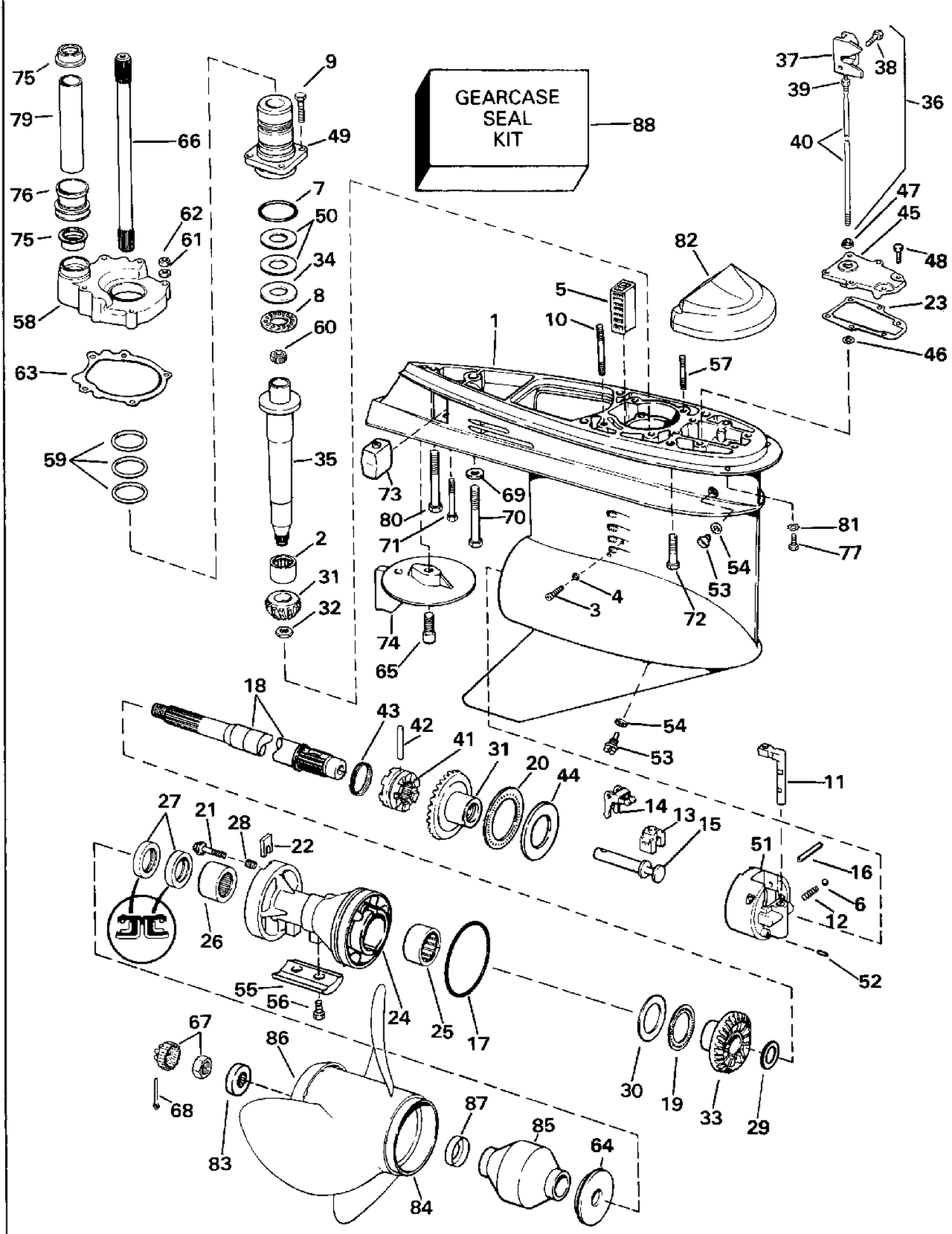 LOWER GEARCASE - STANDARD (R.H.) ROTATION