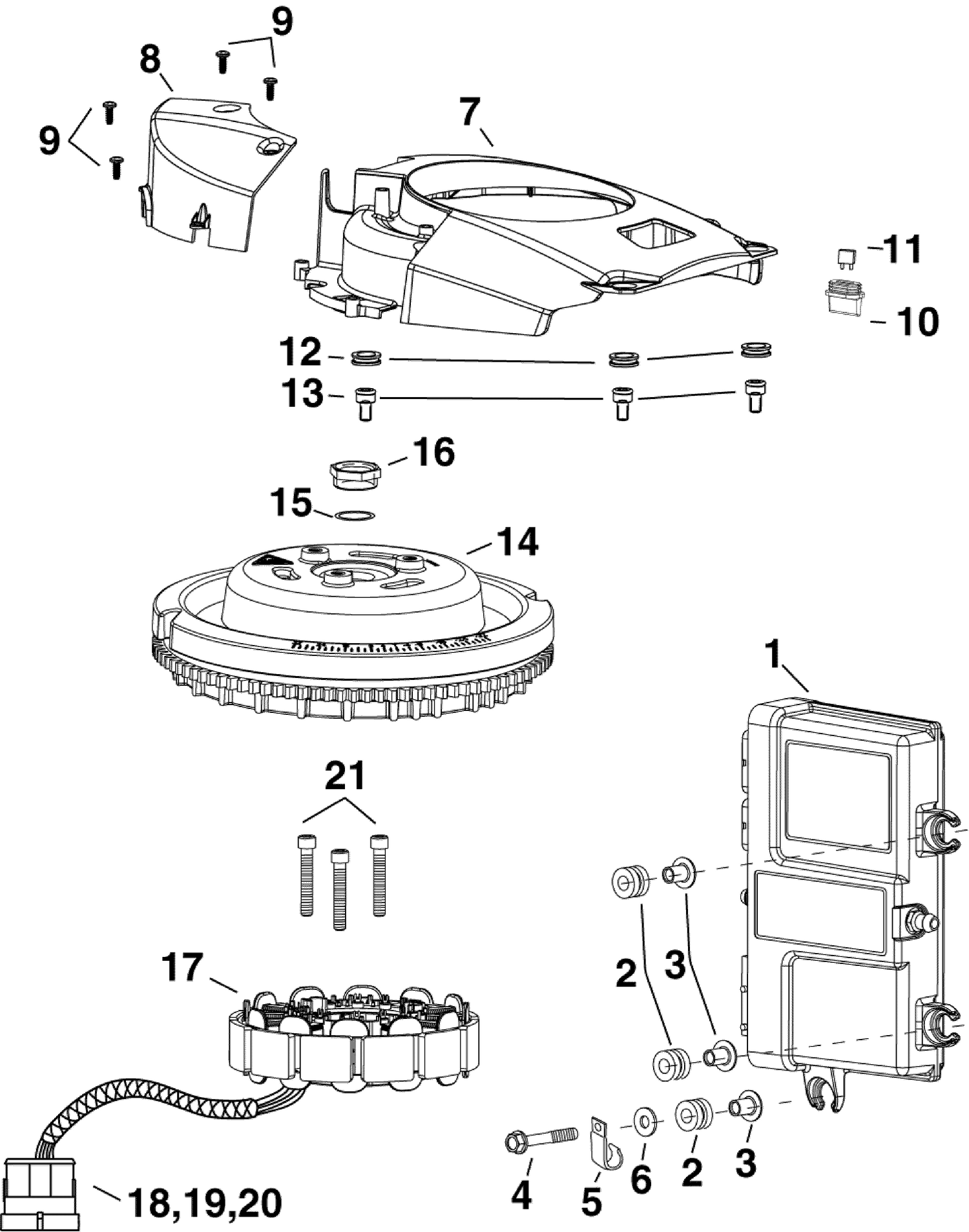 EMM, STATOR, FLYWHEEL