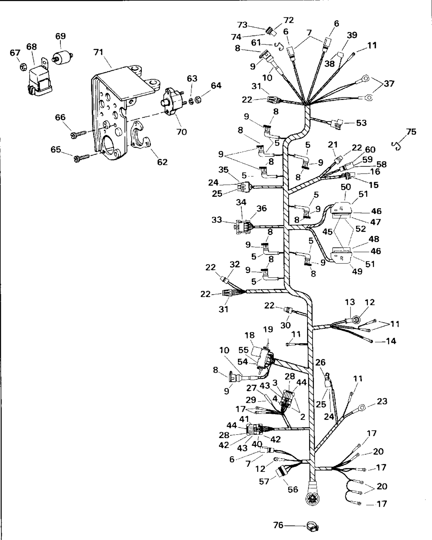 ENGINE WIRE HARNESS & BRACKET - MPFI MODELS