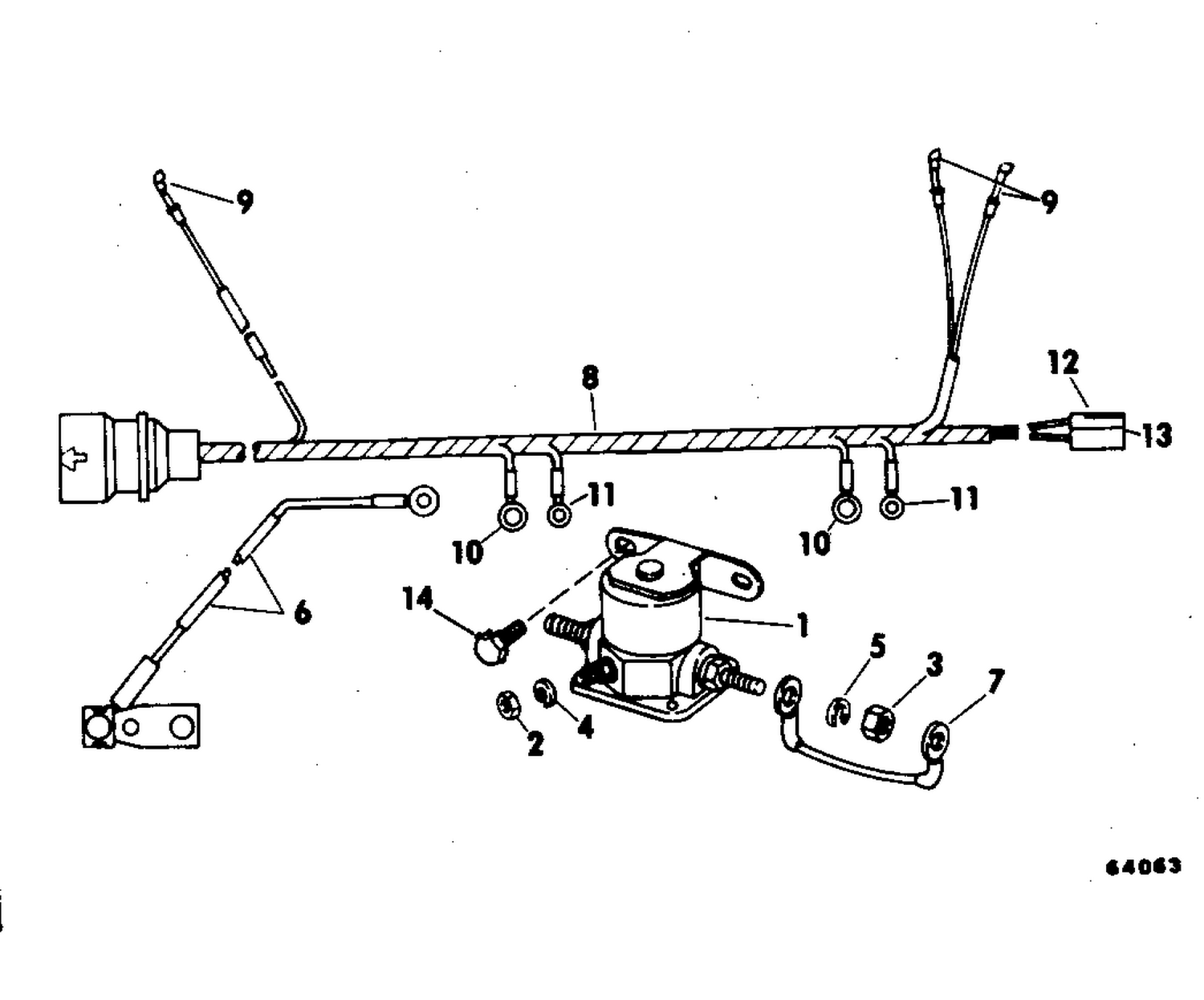 TILT SOLENOID & CABLE GROUP 175,190 & 235 STERN DRIVE