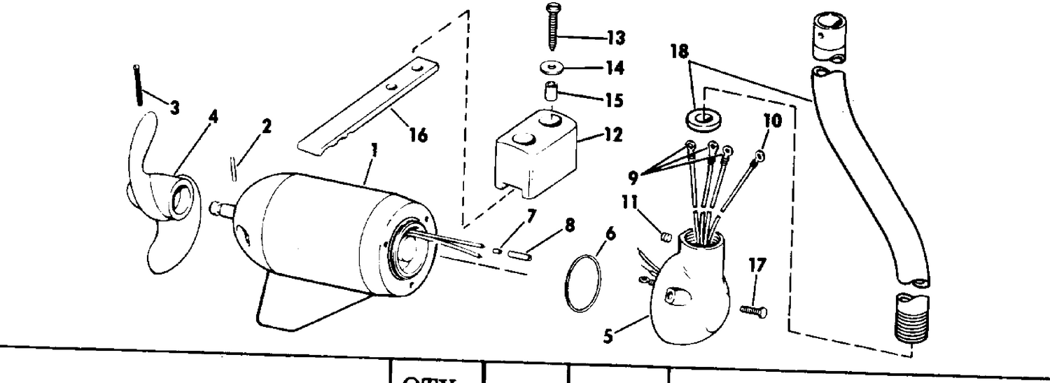 MOTOR AND ADAPTER GROUP 24 VOLT BOW MOUNT