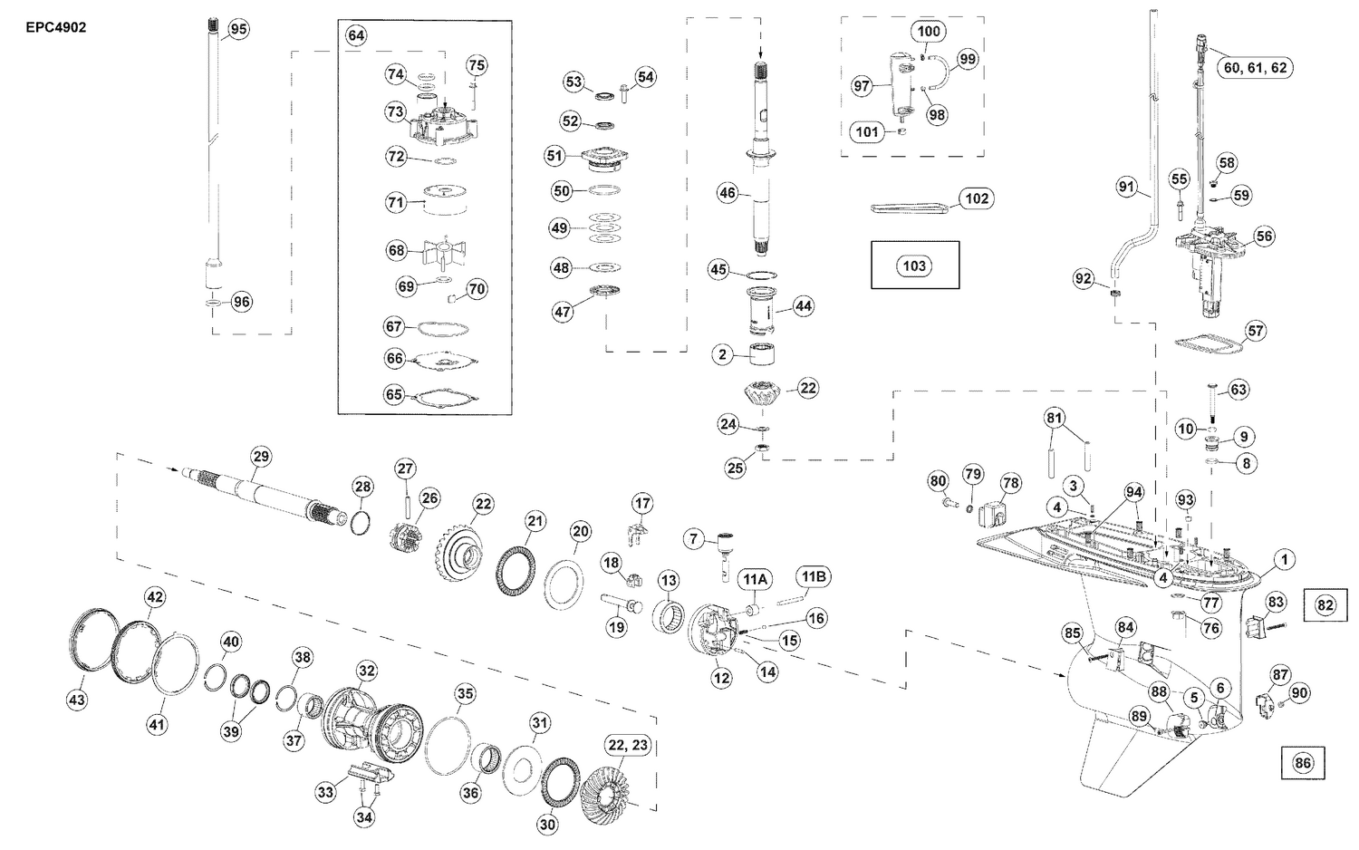 07-1_GEARCASE, SLX-Type (Ratio 13:24 - 0.542 - 1.85:1)