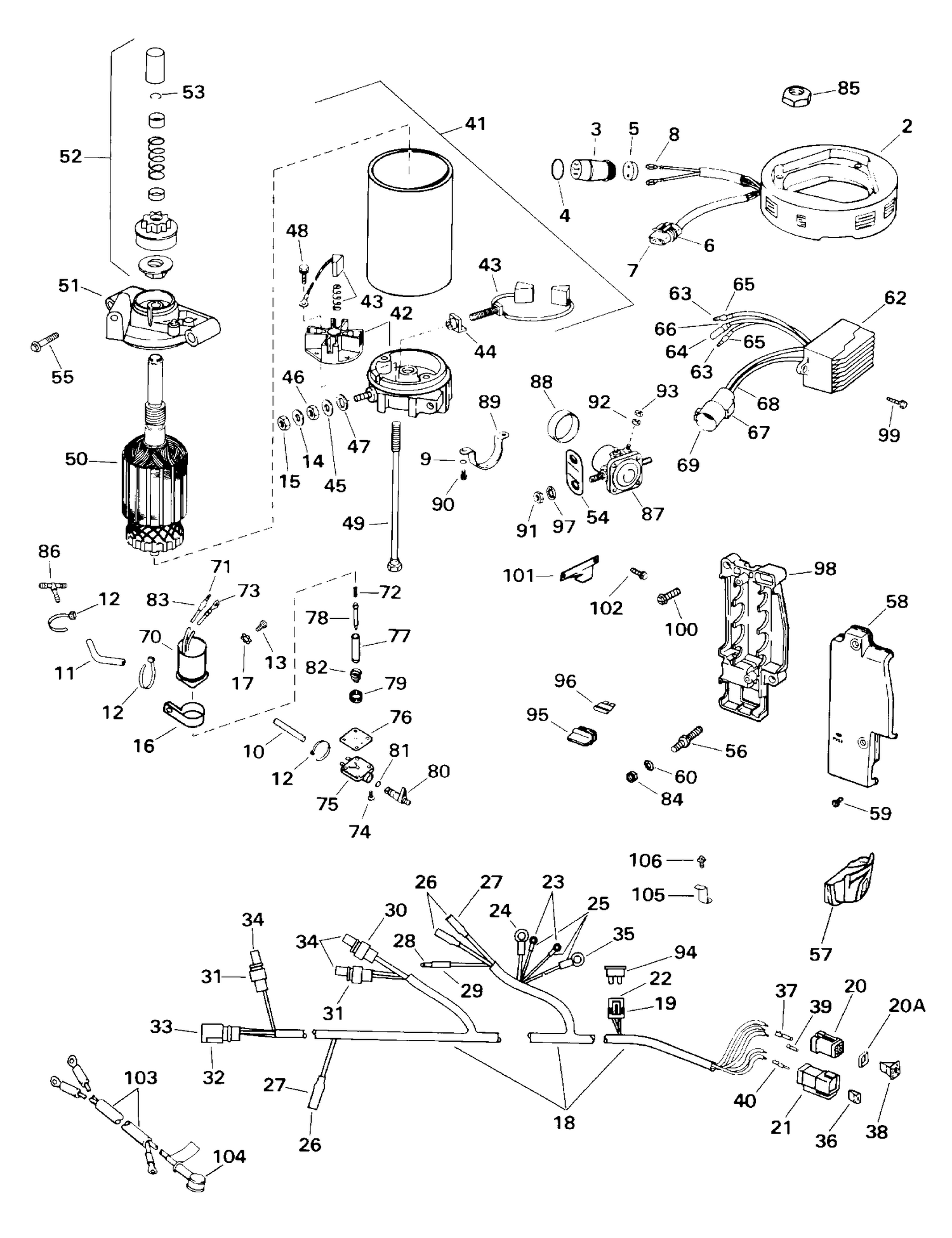 REMOTE ELECTRIC START KIT - 25, 35 (3-CYLINDER ROPE)