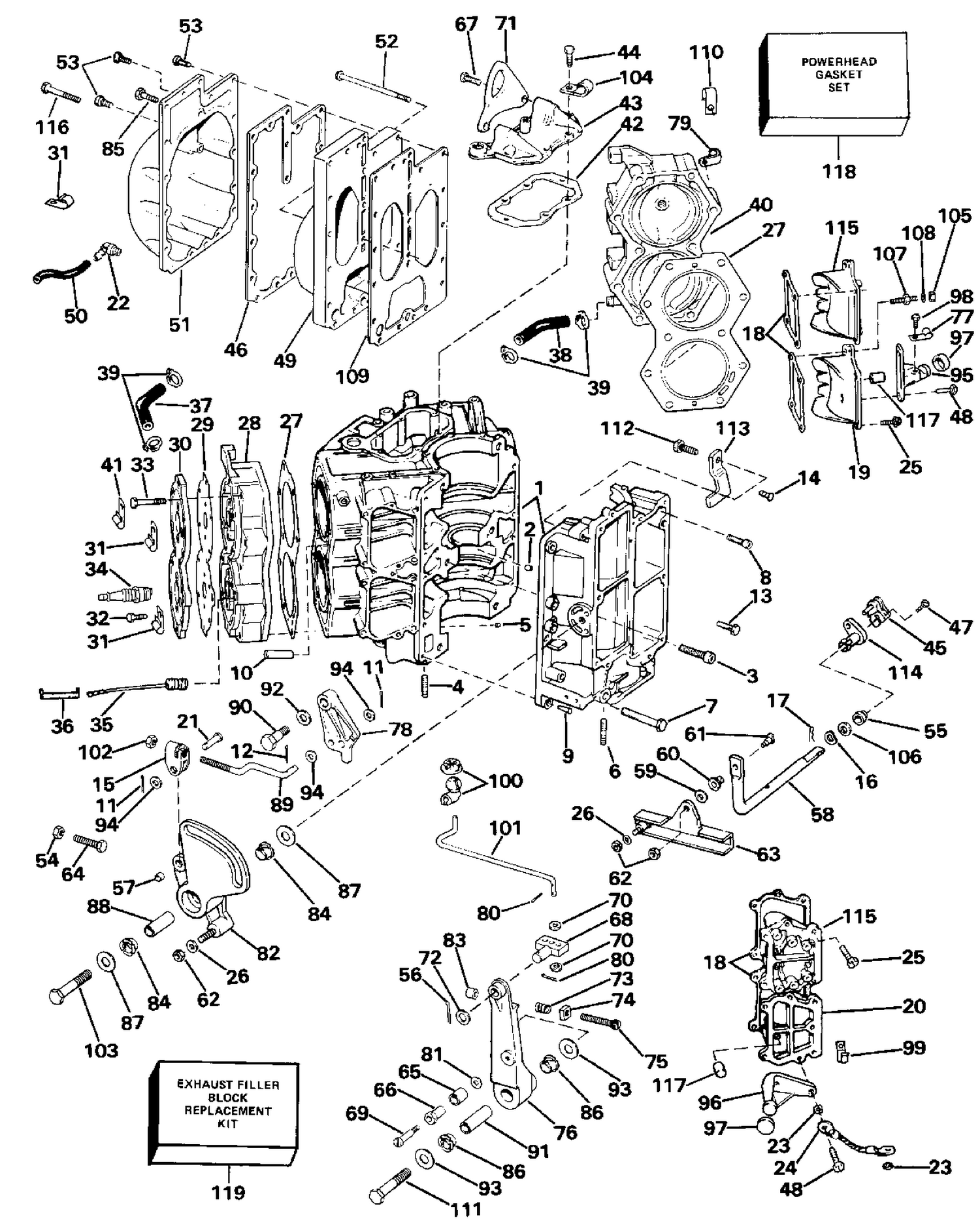 CYLINDER & CRANKCASE - ALL MODELS EXCEPT 110TLCDF
