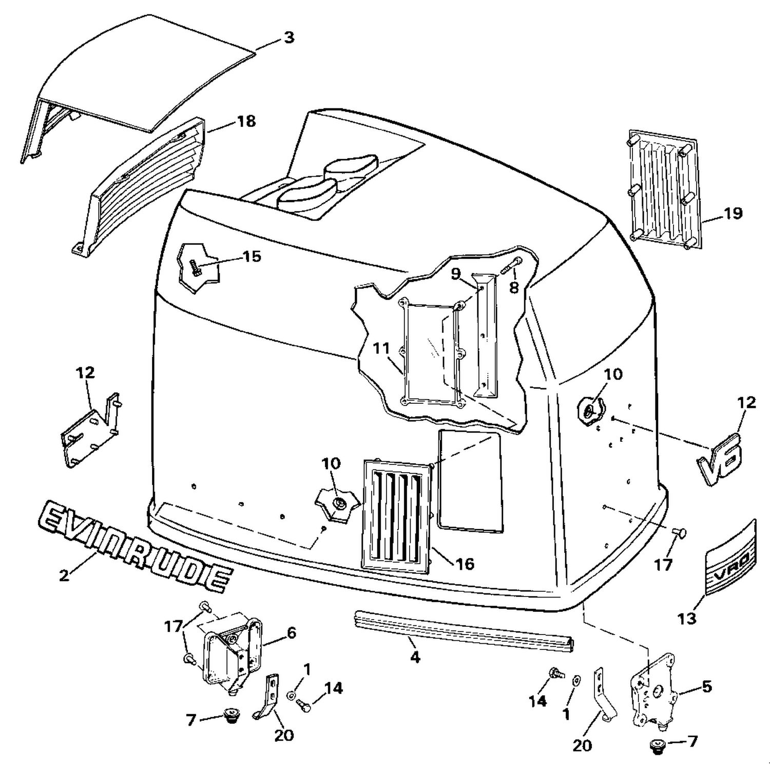 ENGINE COVER - EVINRUDE - 200 STL VE200SL MODELS