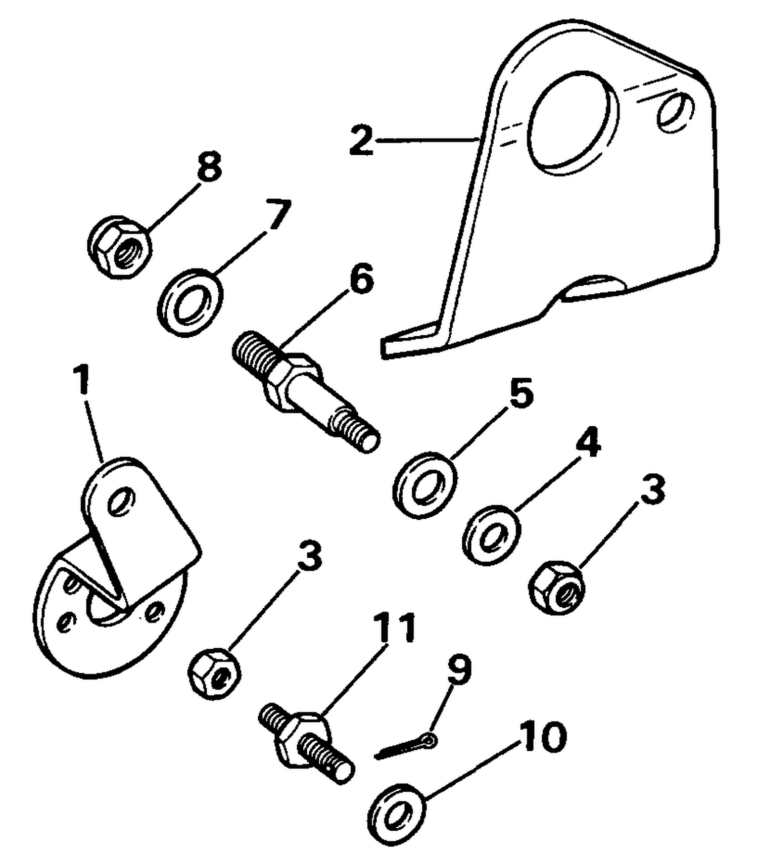 REMOTE CONTROL MOUNTING KIT FOR NON-OMC CABLES-4.3 L 4V