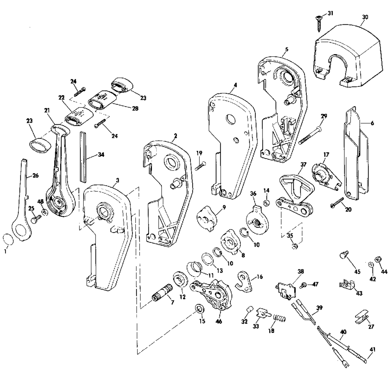 REMOTE CONTROL ASSEMBLY - BINNACLE MOUNT, DUAL LEVER