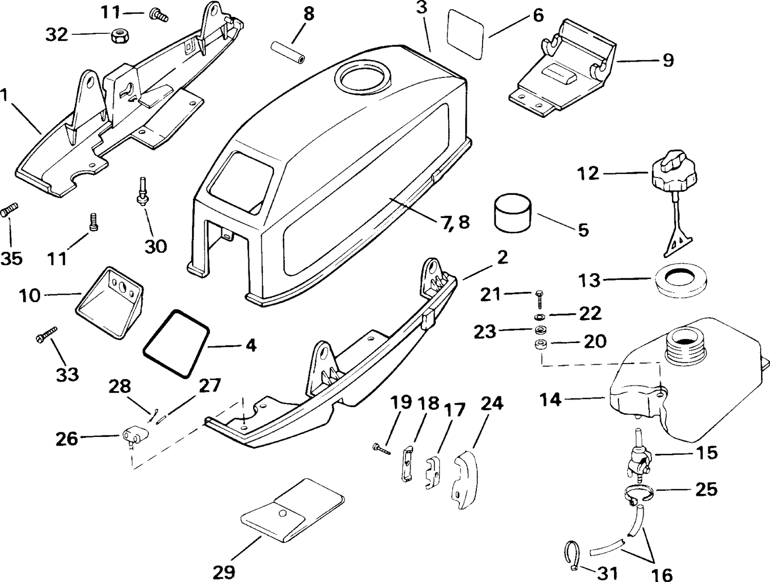 MOTOR COVER & INTEGRAL FUEL TANK