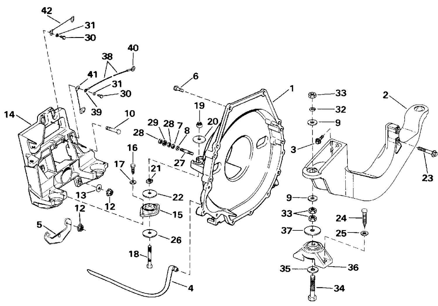 TRANSOM PLATE, FLYWHEEL HOUSING & MOUNTS