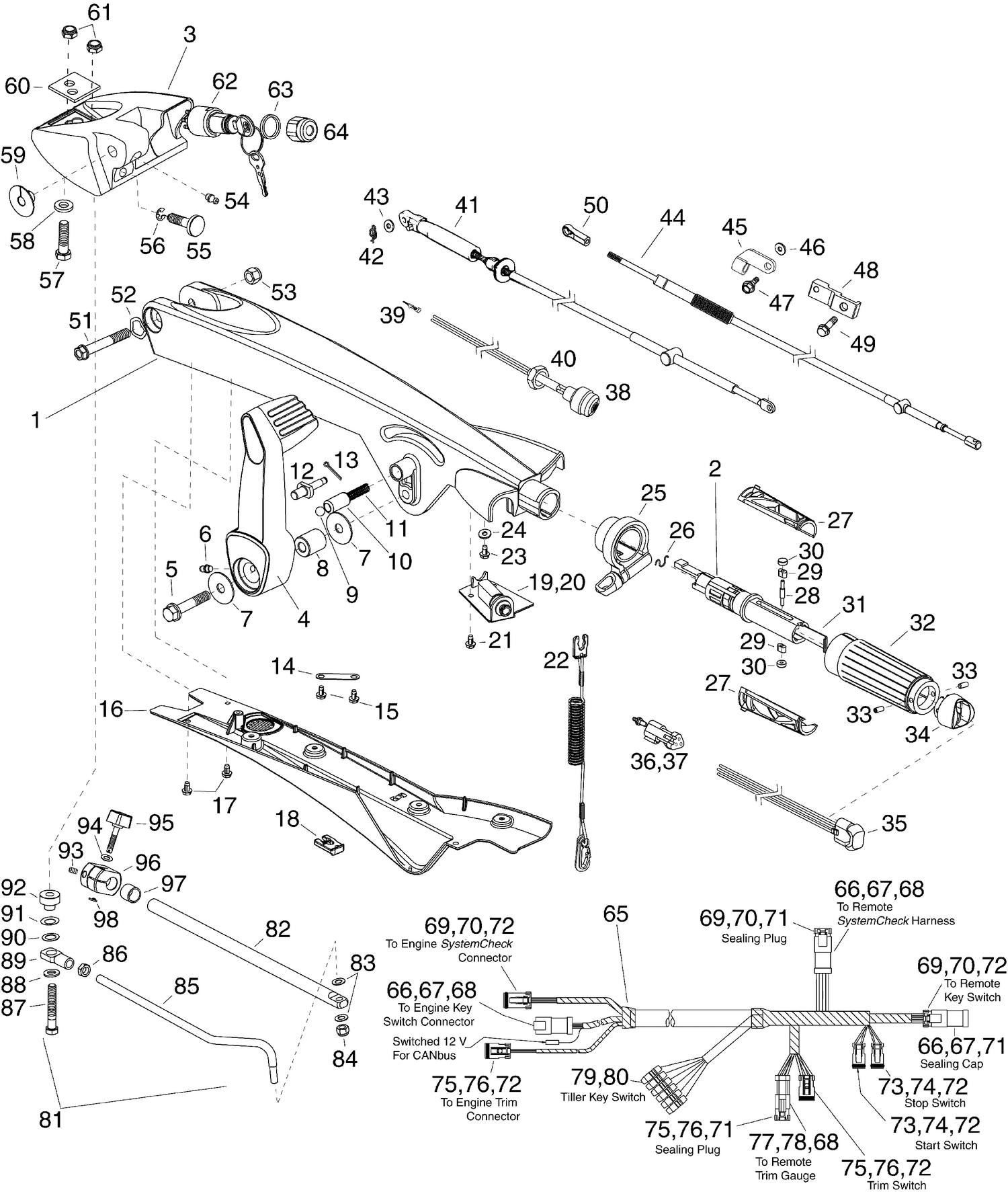 TILLER KIT - 75,90 HP (E-TEC)