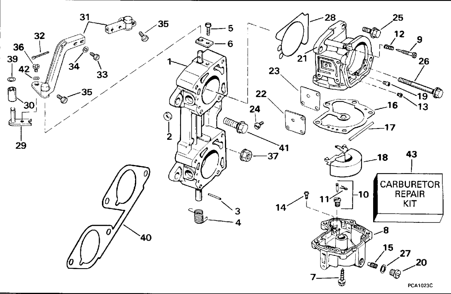CARBURETOR AND LINKAGE - "K" SUFFIX MODELS