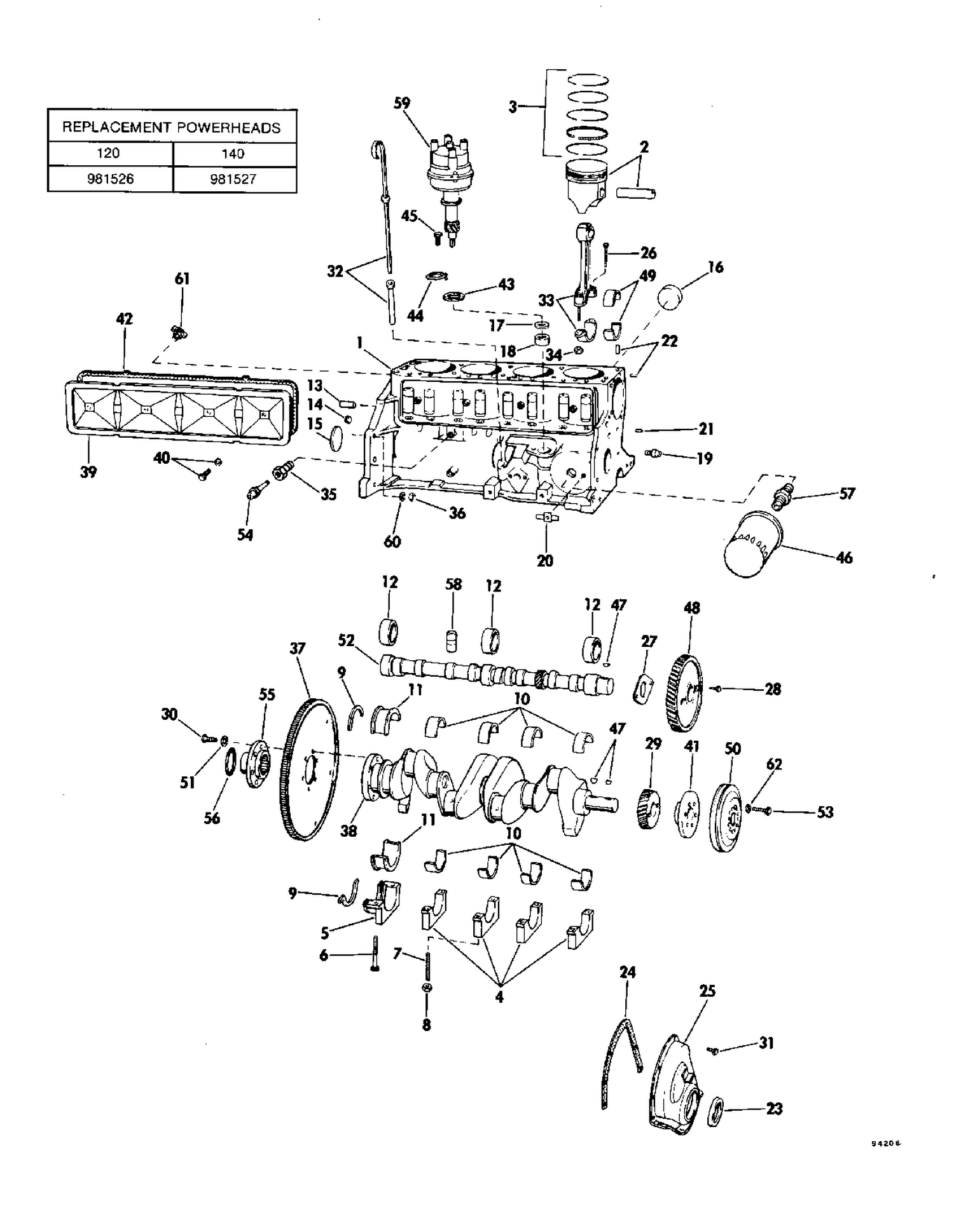 CRANKCASE GROUP 120 MODEL STERN DRIVE