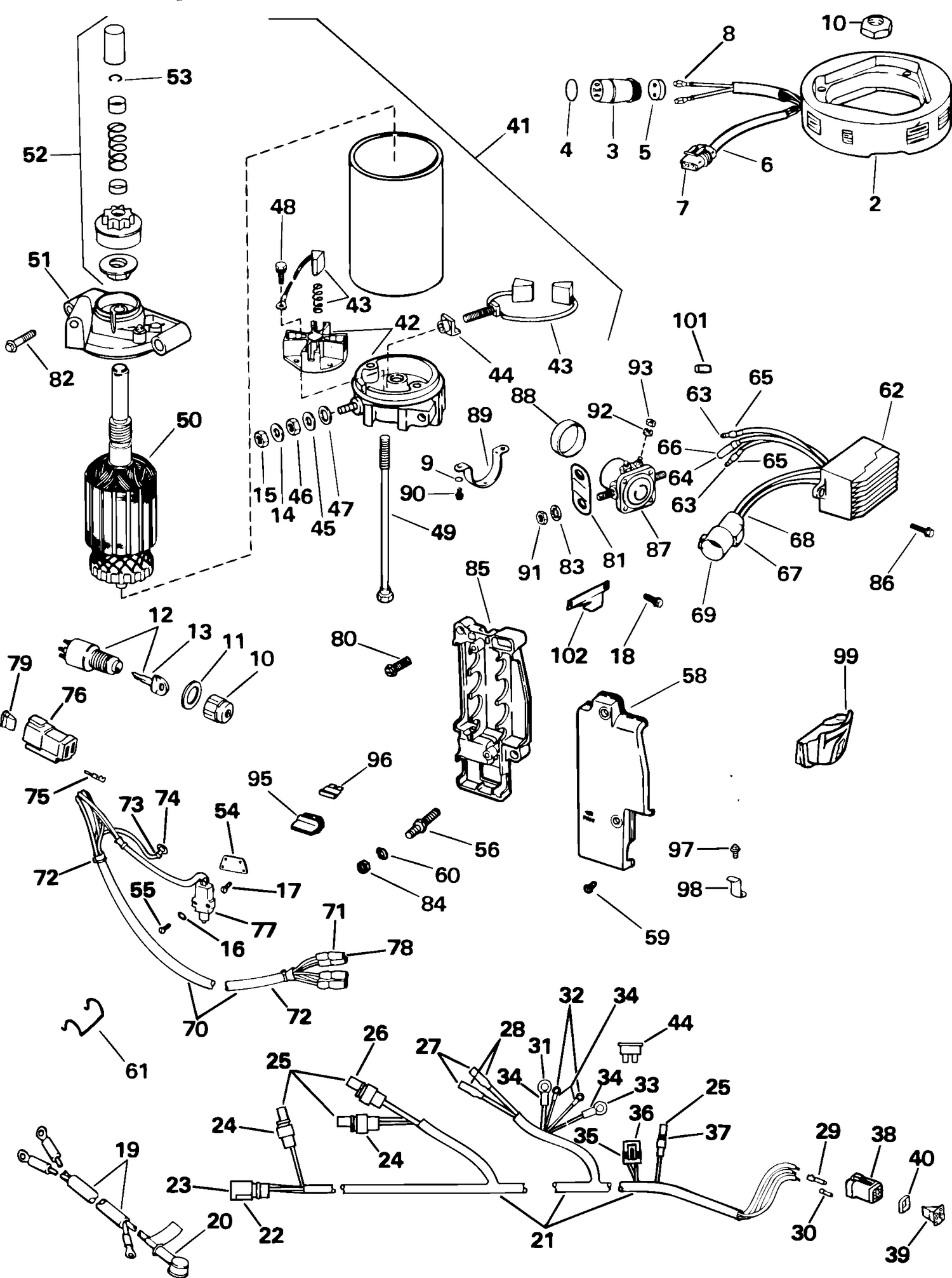 TILLER ELECTRIC START KIT - 25, 35 (3-CYLINDER)