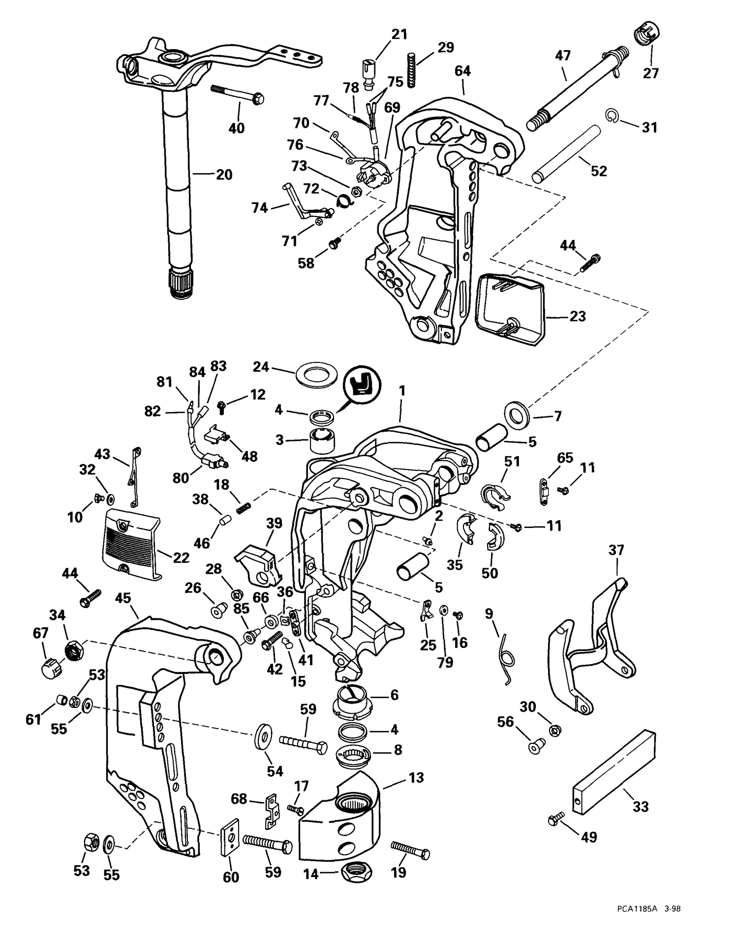 STERN & SWIVEL BRACKET -- 105WP MODELS
