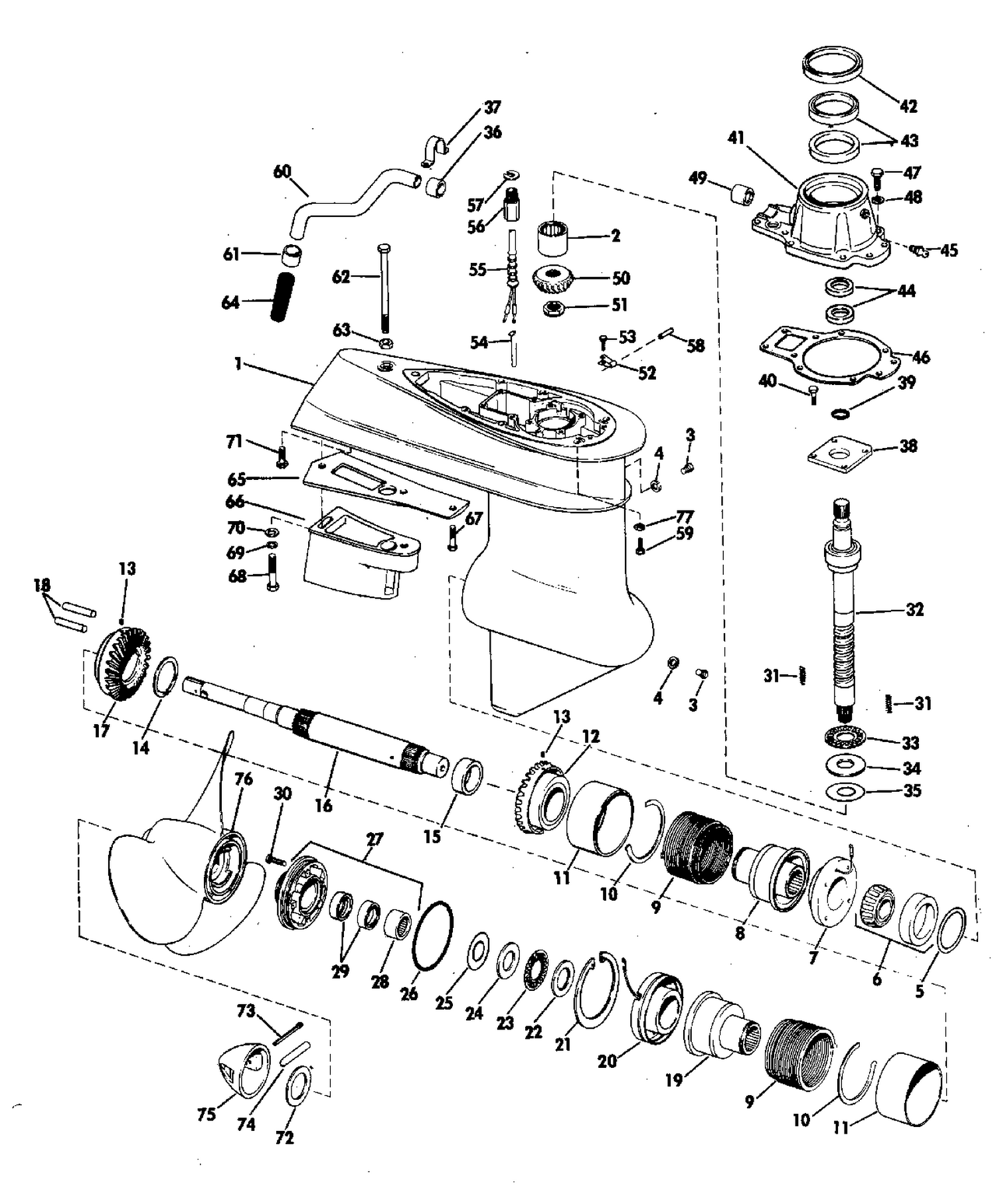 LOWER GEARCASE GROUP 120,155,210 HP