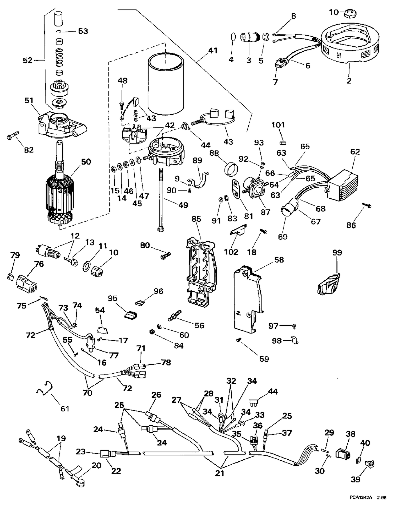 TILLER ELECTRIC START KIT - 25, 35 (3-CYLINDER)