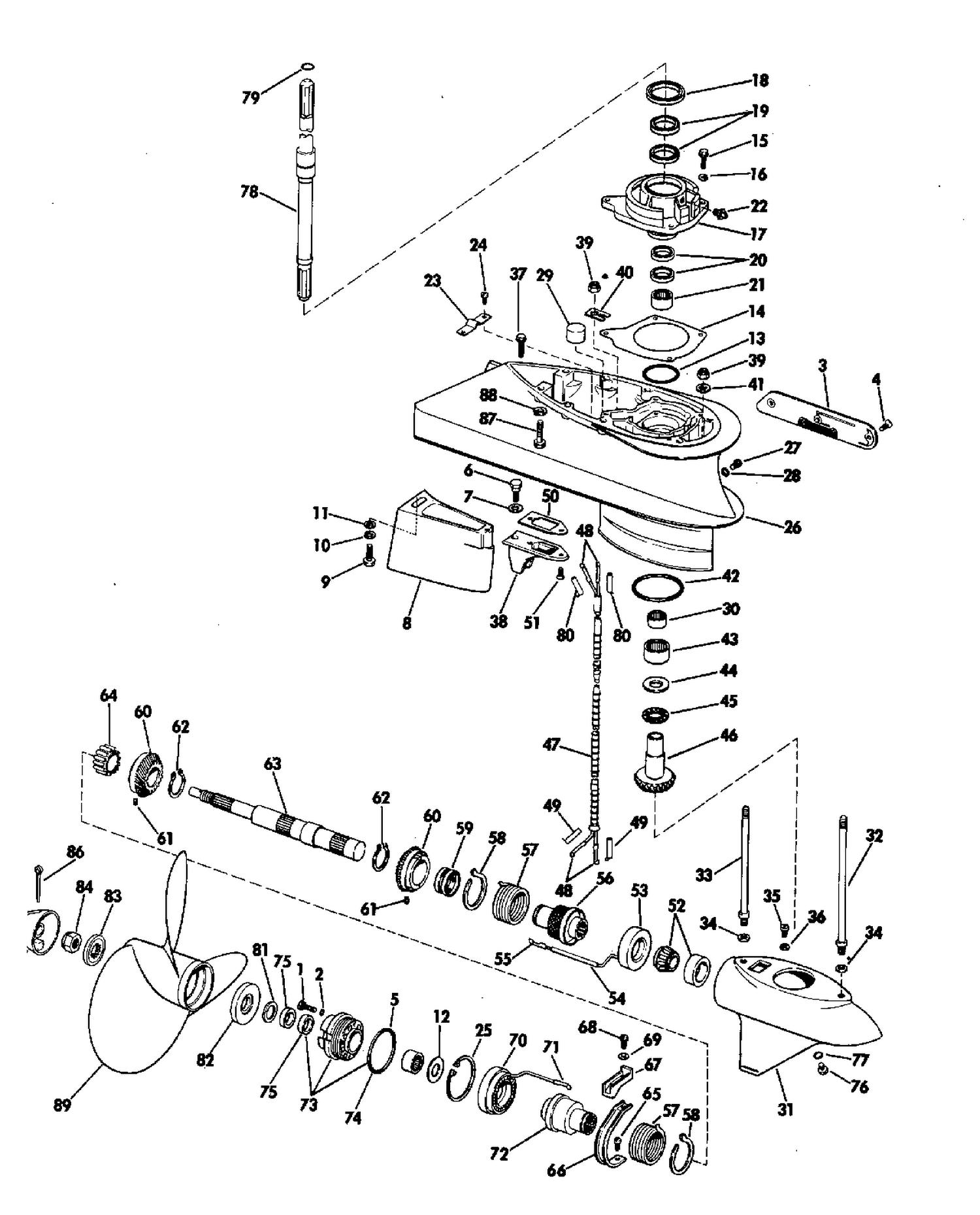 LOWER GEARCASE GROUP 90 HP