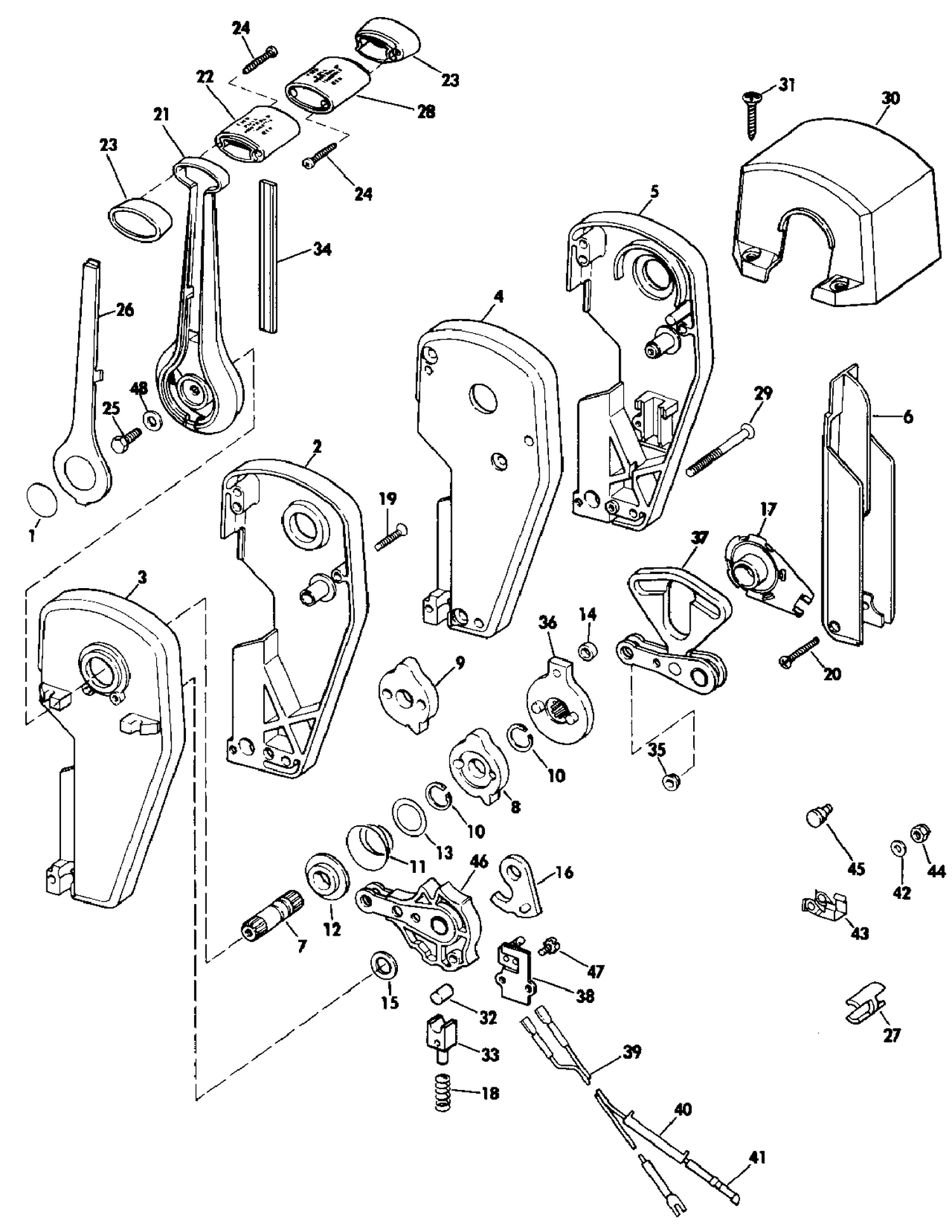 REMOTE CONTROL ASSEMBLY - BINNACLE MOUNT, DUAL LEVER
