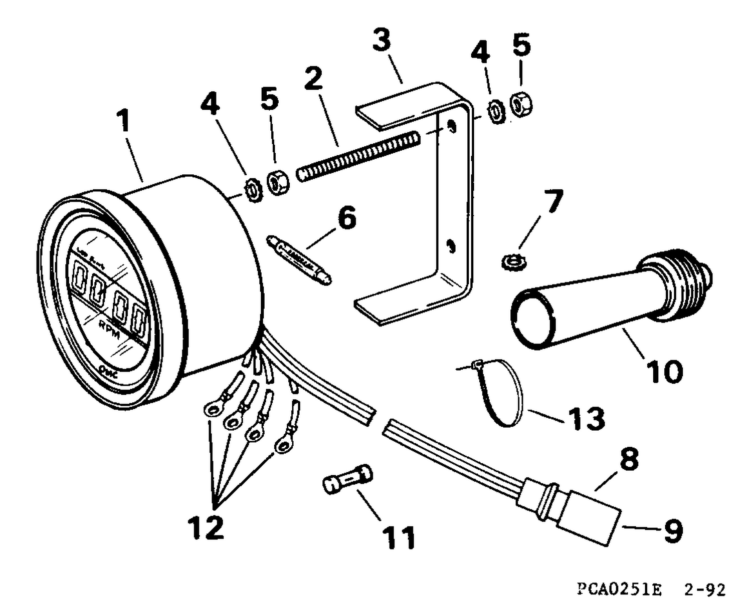 QUARTACH     TACHOMETER - FLUSH MOUNT - DIGITAL - PLUG IN