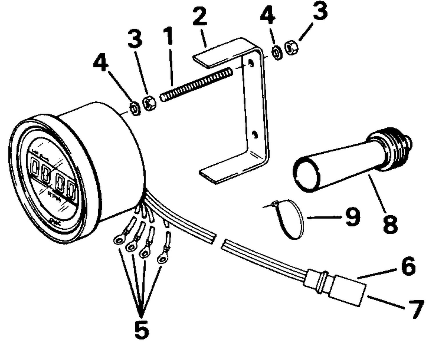 QUARTACH TACHOMETER - FLUSH MOUNT - DIGITAL - PLUG IN