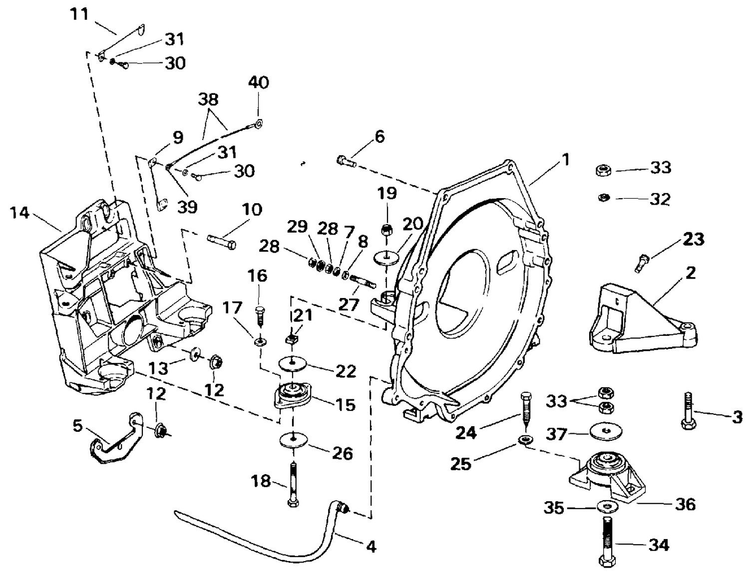 TRANSOM PLATE, FLYWHEEL HOUSING & MOUNTS