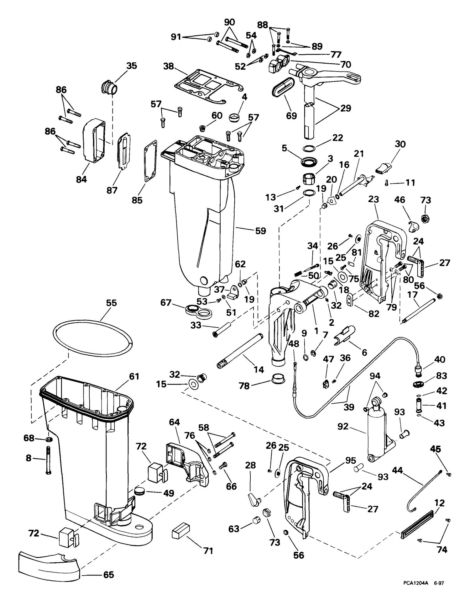 EXHAUST HOUSING & STERN & SWIVEL BRACKET